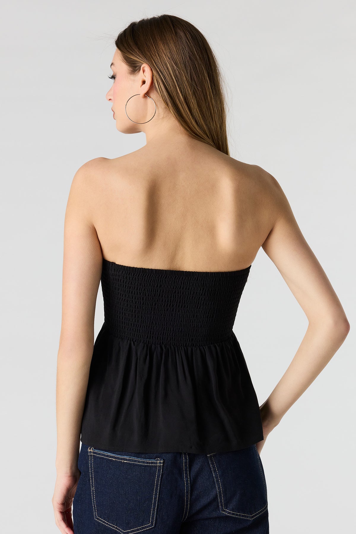 Alt View 2. Smocked Tube Top - Black