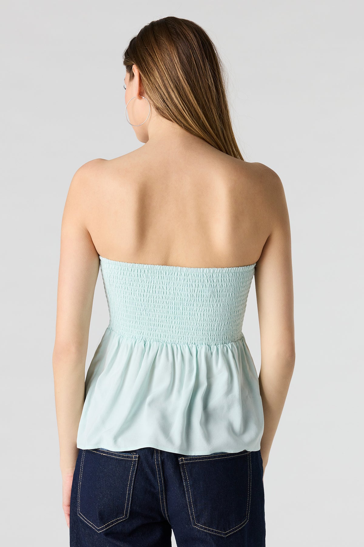 Alt View 2. Smocked Tube Top - Baby Blue