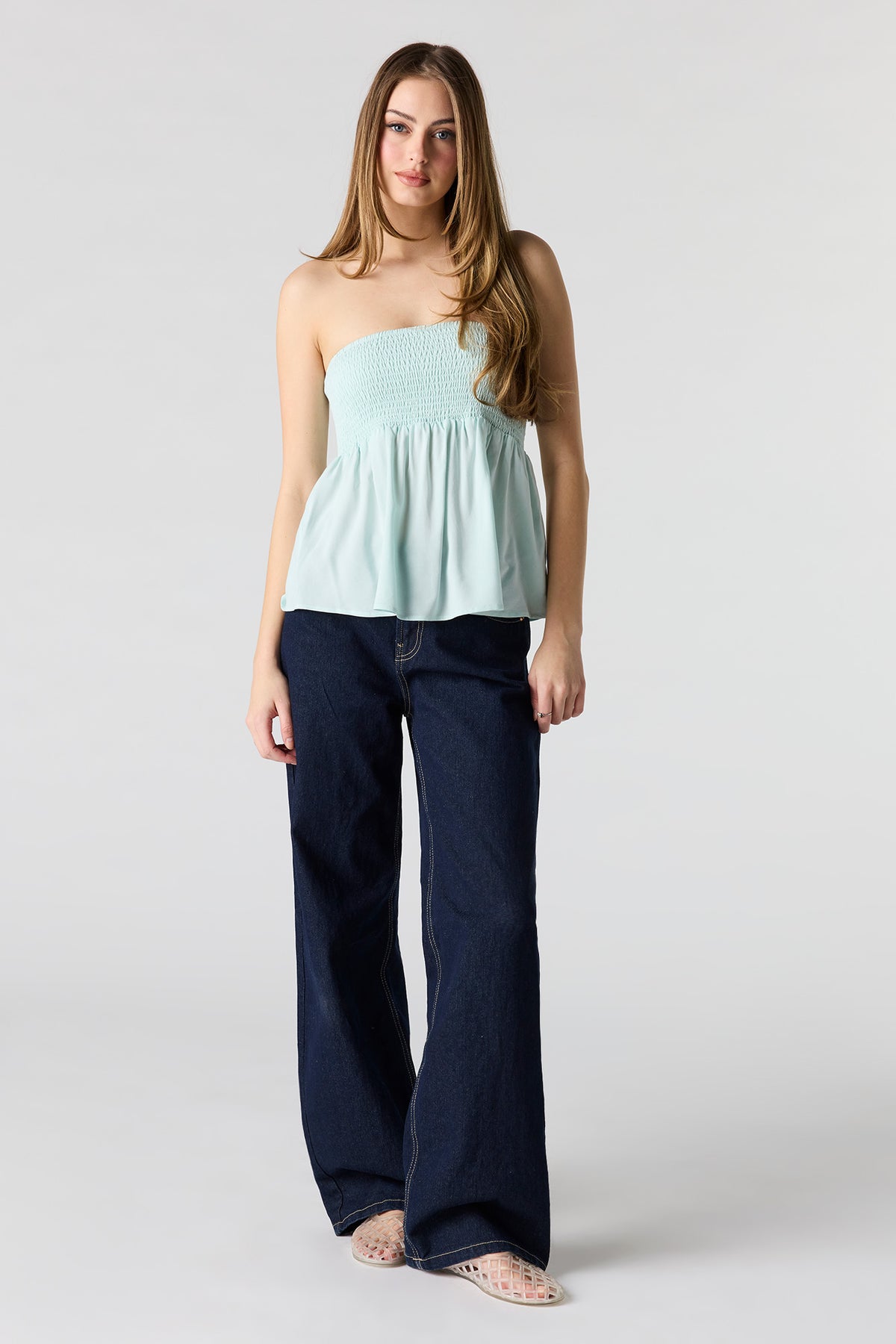 Alt View 3. Smocked Tube Top - Baby Blue