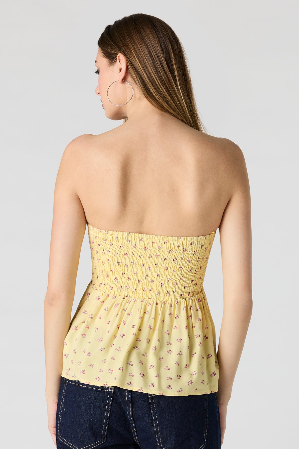 Alt View 3. Smocked Tube Top - Yellow