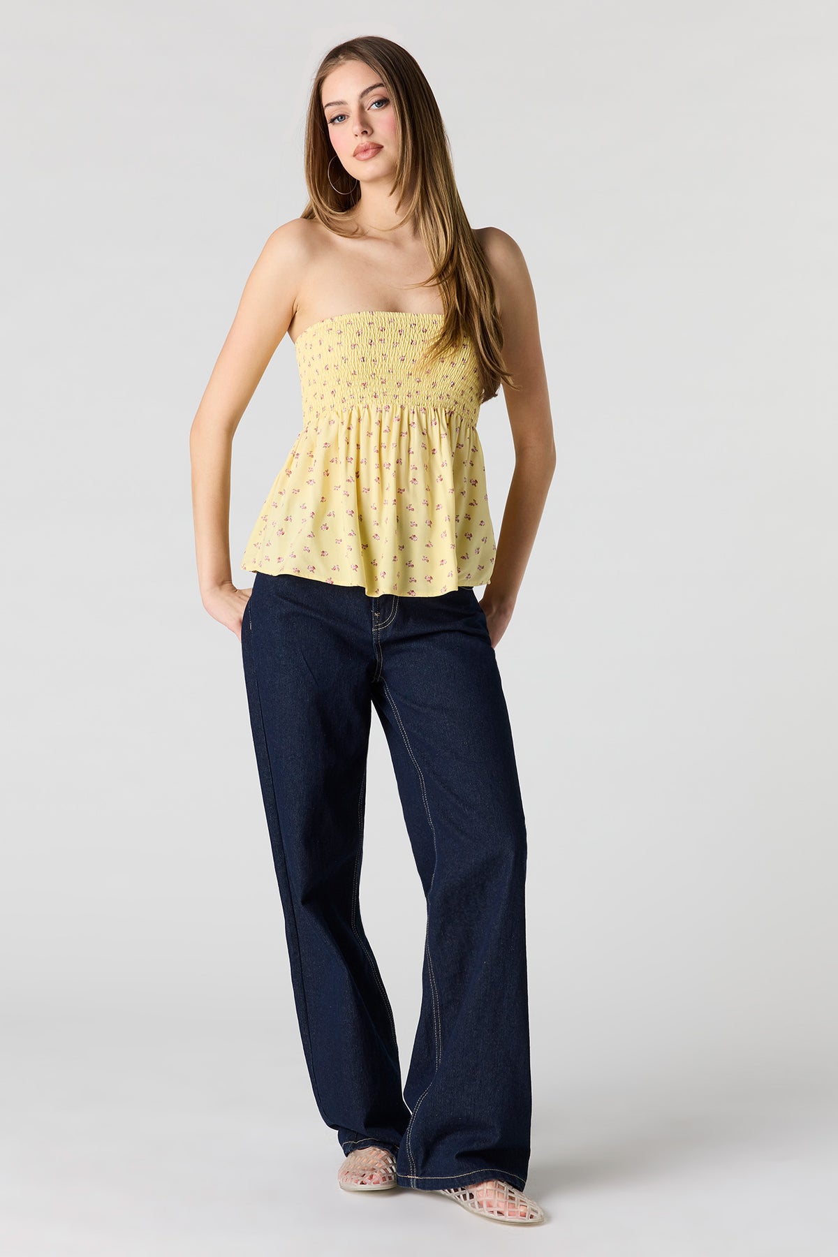Alt View 4. Smocked Tube Top - Yellow