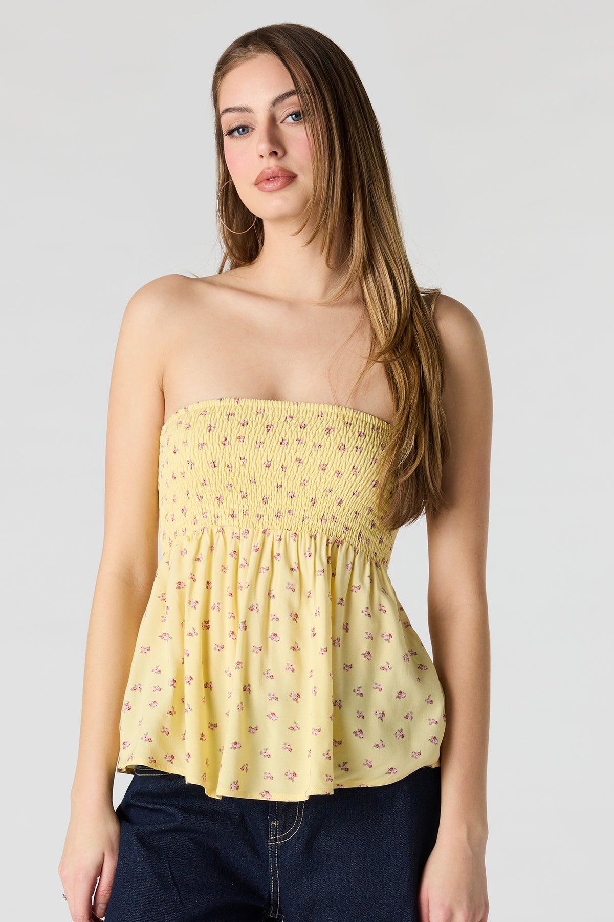 Alt View 2. Smocked Tube Top - Yellow