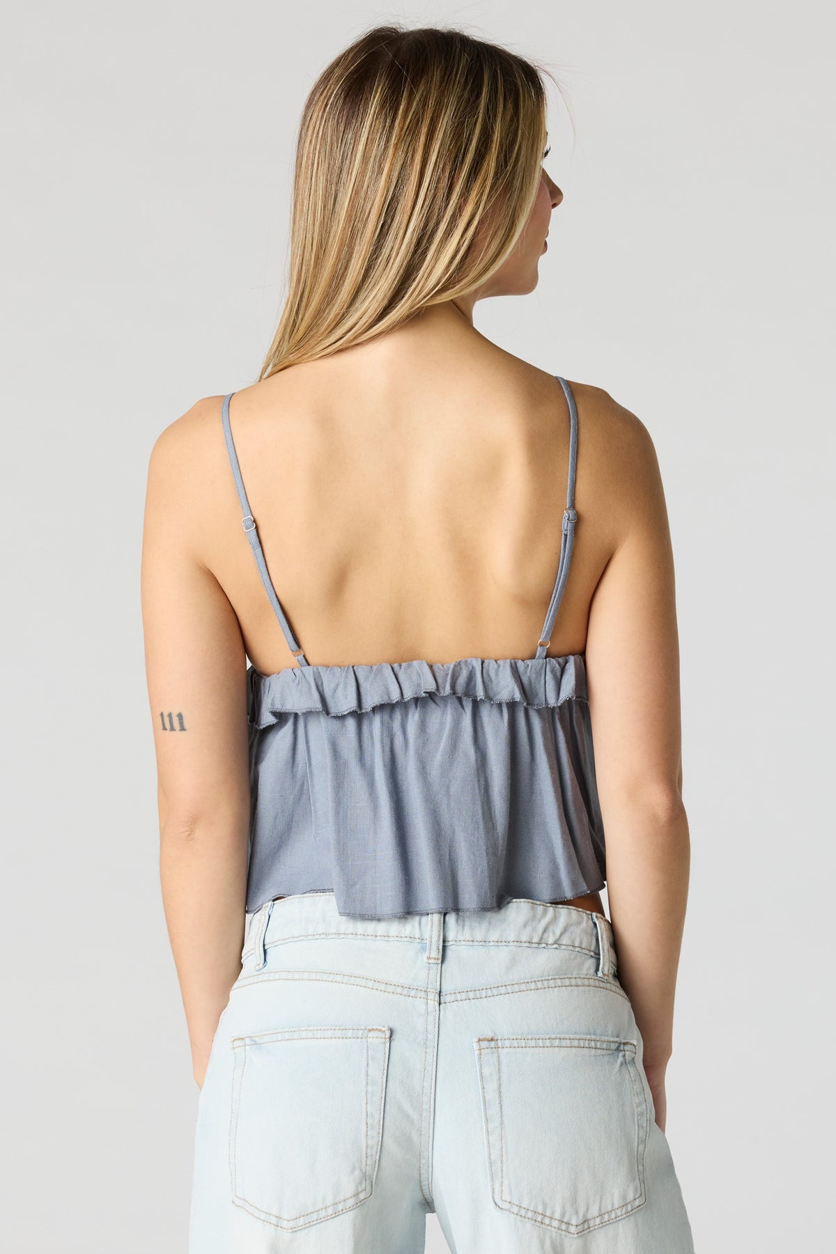 Alt View 9. Linen-Blend Babydoll Tank - Royal Blue