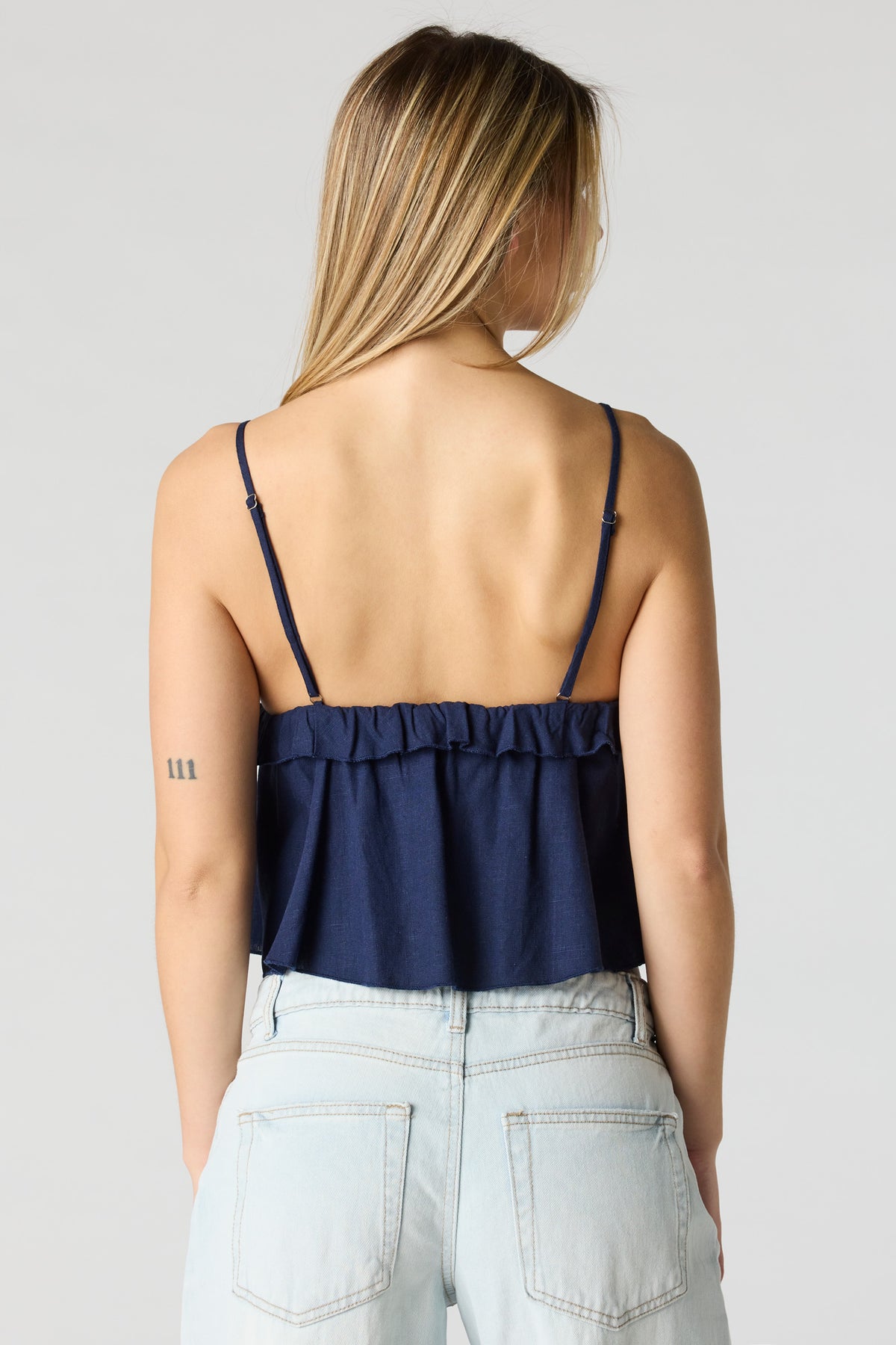 Alt View 2. Linen-Blend Babydoll Tank - Royal Blue