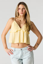 Linen-Blend Babydoll Tank