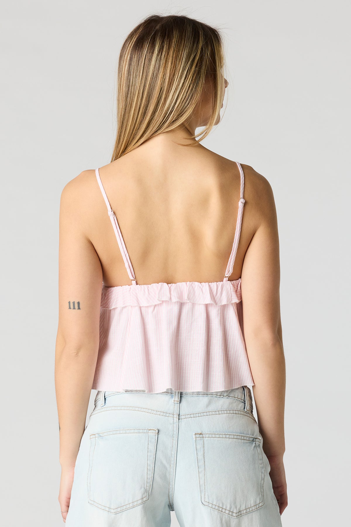 Alt View 2. Linen-Blend Babydoll Tank - Pink