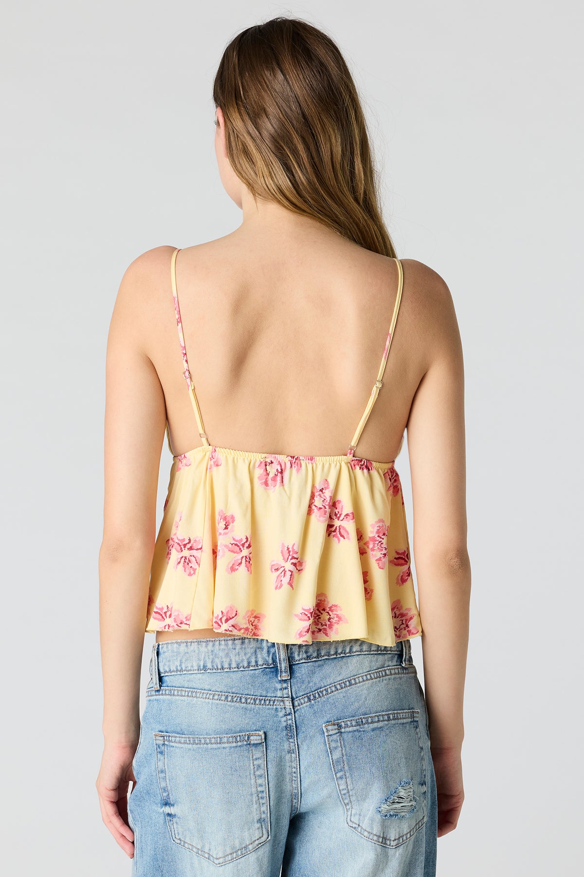 Alt View 2. Printed Babydoll Top - Yellow