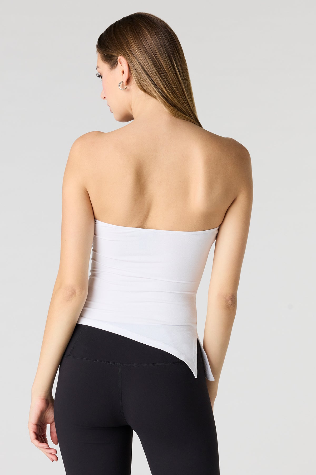 Alt View 2. Heavy Contour Asymmetrical Tube Top - White