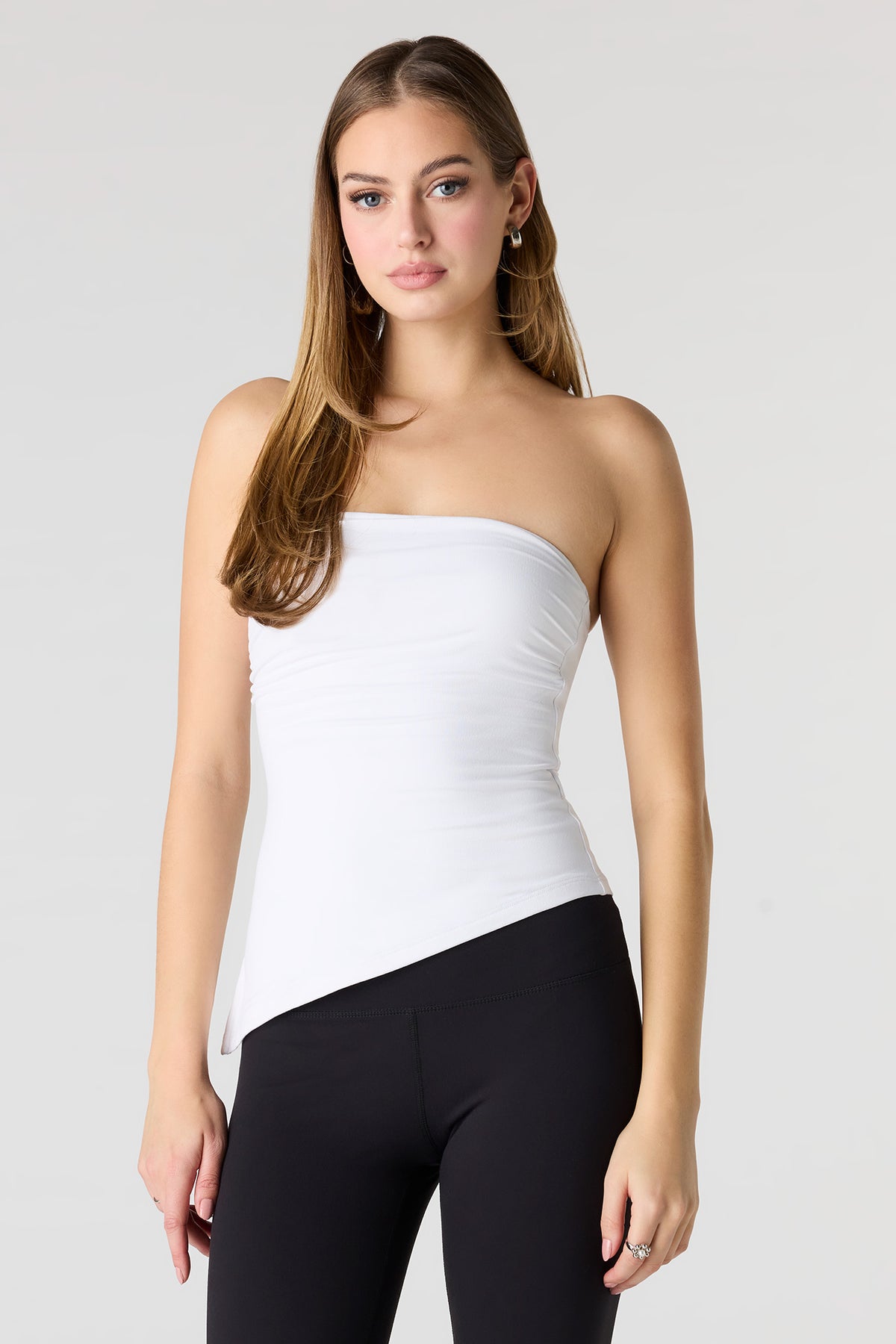 Heavy Contour Asymmetrical Tube Top - White
