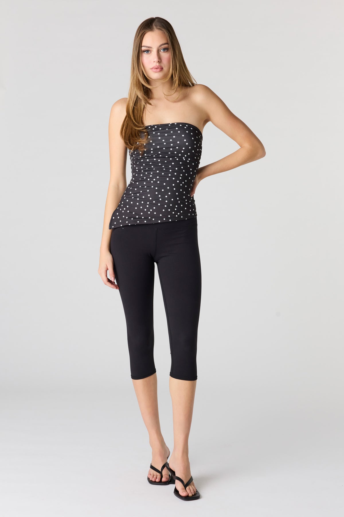 Alt View 3. Heavy Contour Asymmetrical Tube Top - Black with White