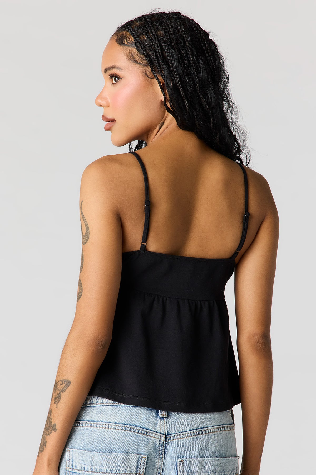 Alt View 5. Surplice Lace Trim Babydoll Tank - Yellow