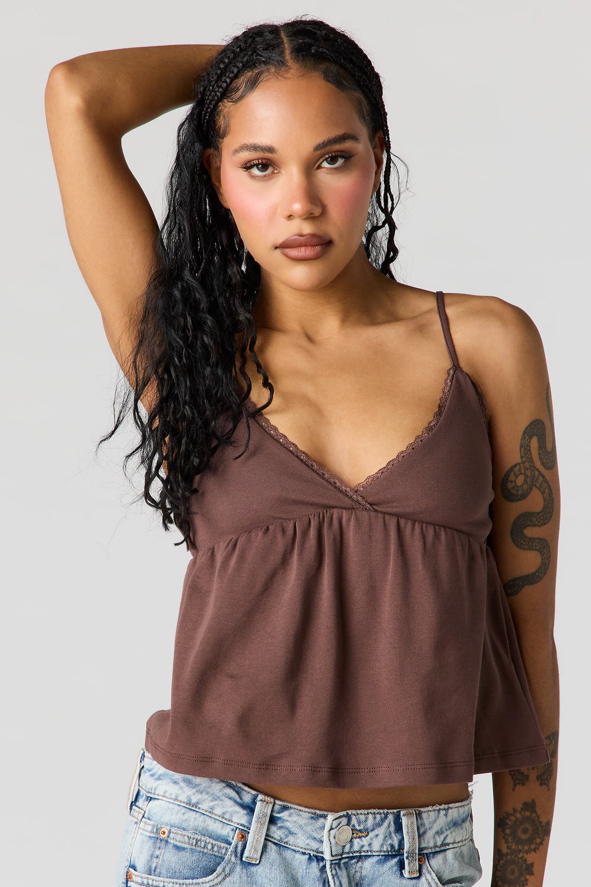 Alt View 10. Surplice Lace Trim Babydoll Tank - Yellow