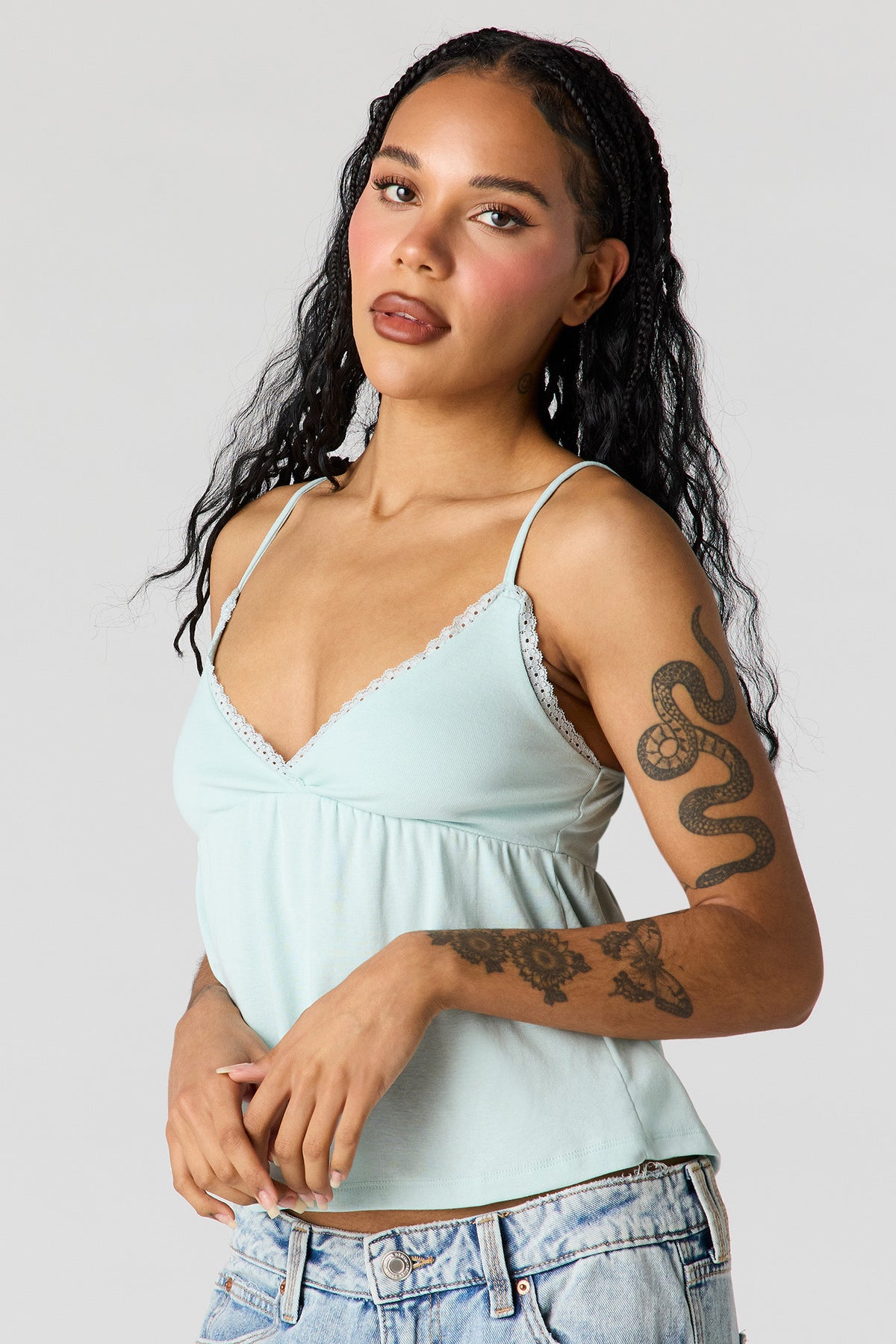 Alt View 13. Surplice Lace Trim Babydoll Tank - Yellow