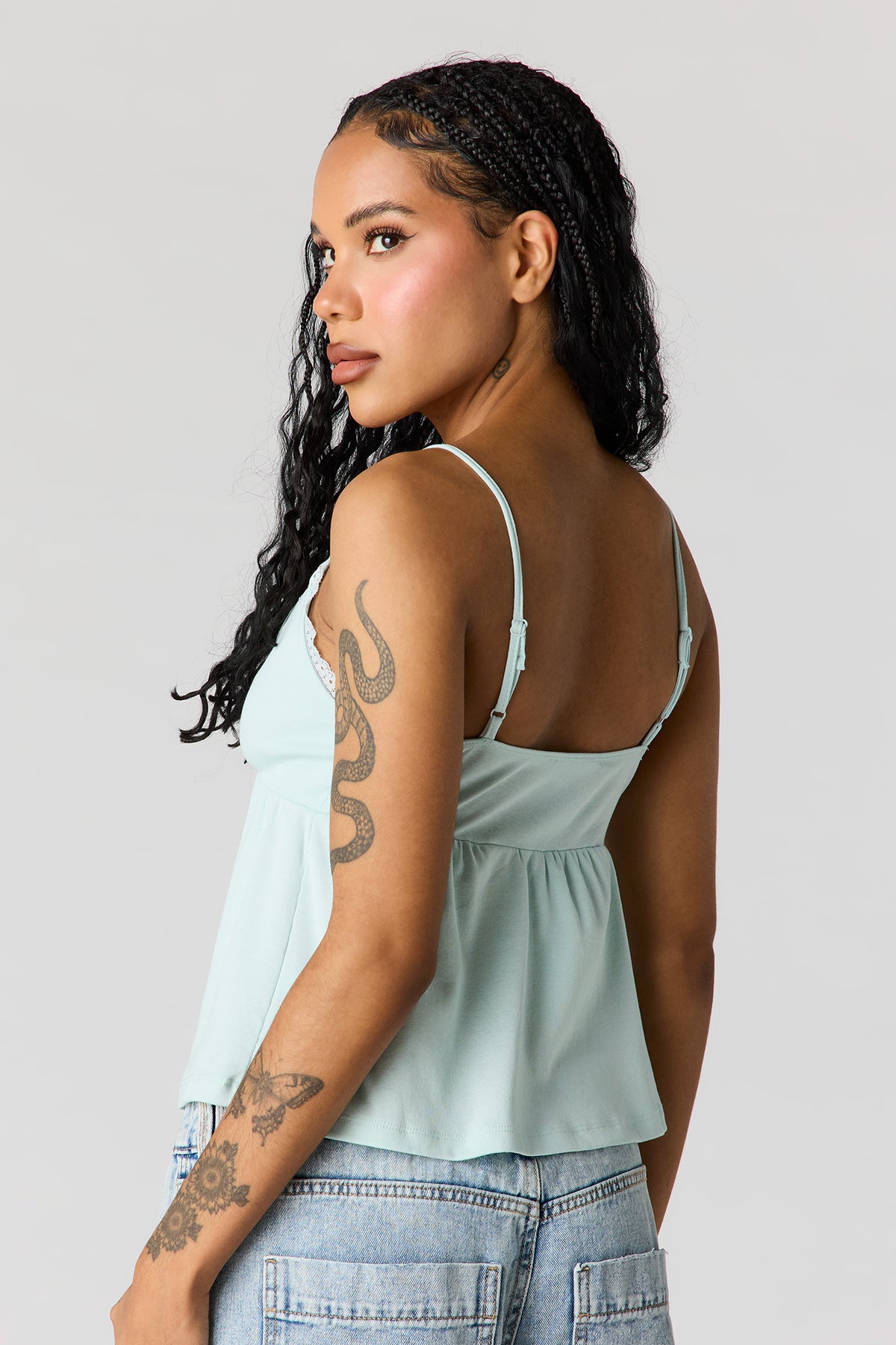 Alt View 15. Surplice Lace Trim Babydoll Tank - Yellow