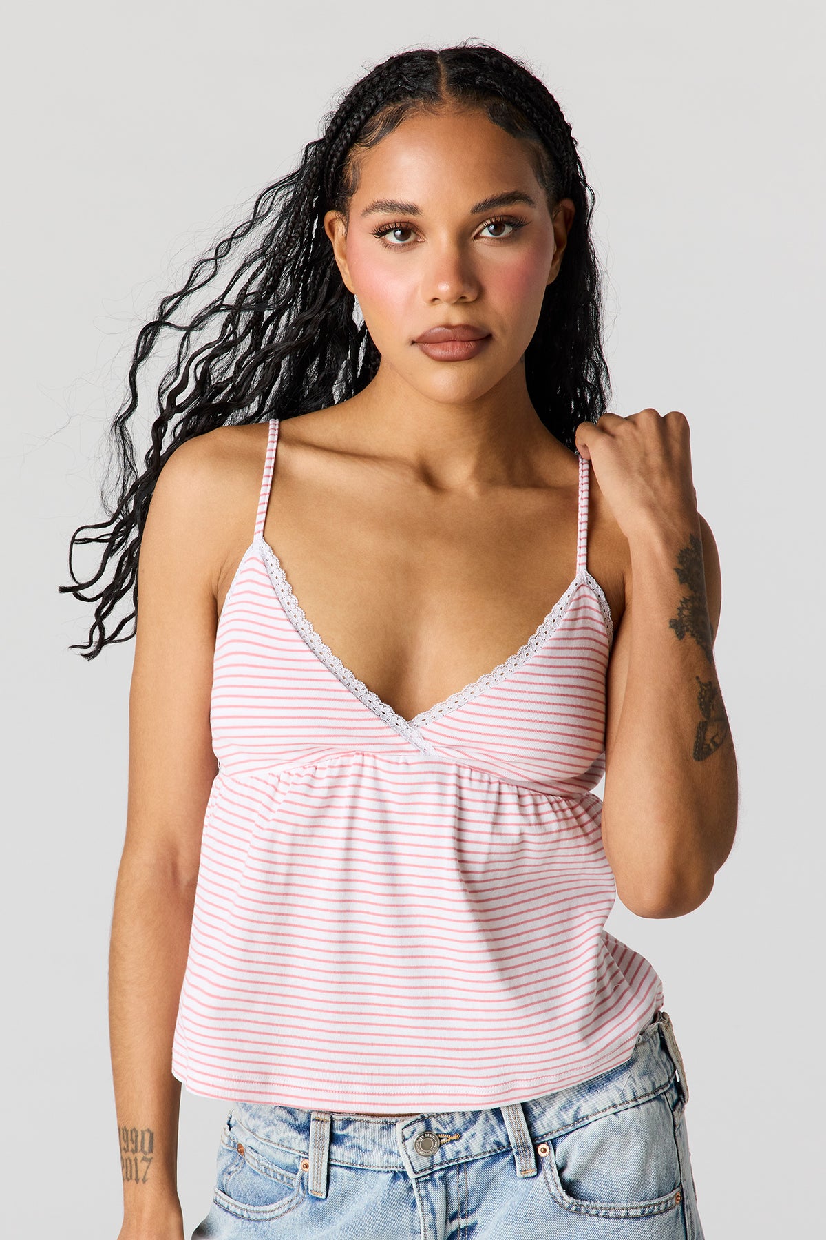Alt View 17. Surplice Lace Trim Babydoll Tank - Yellow