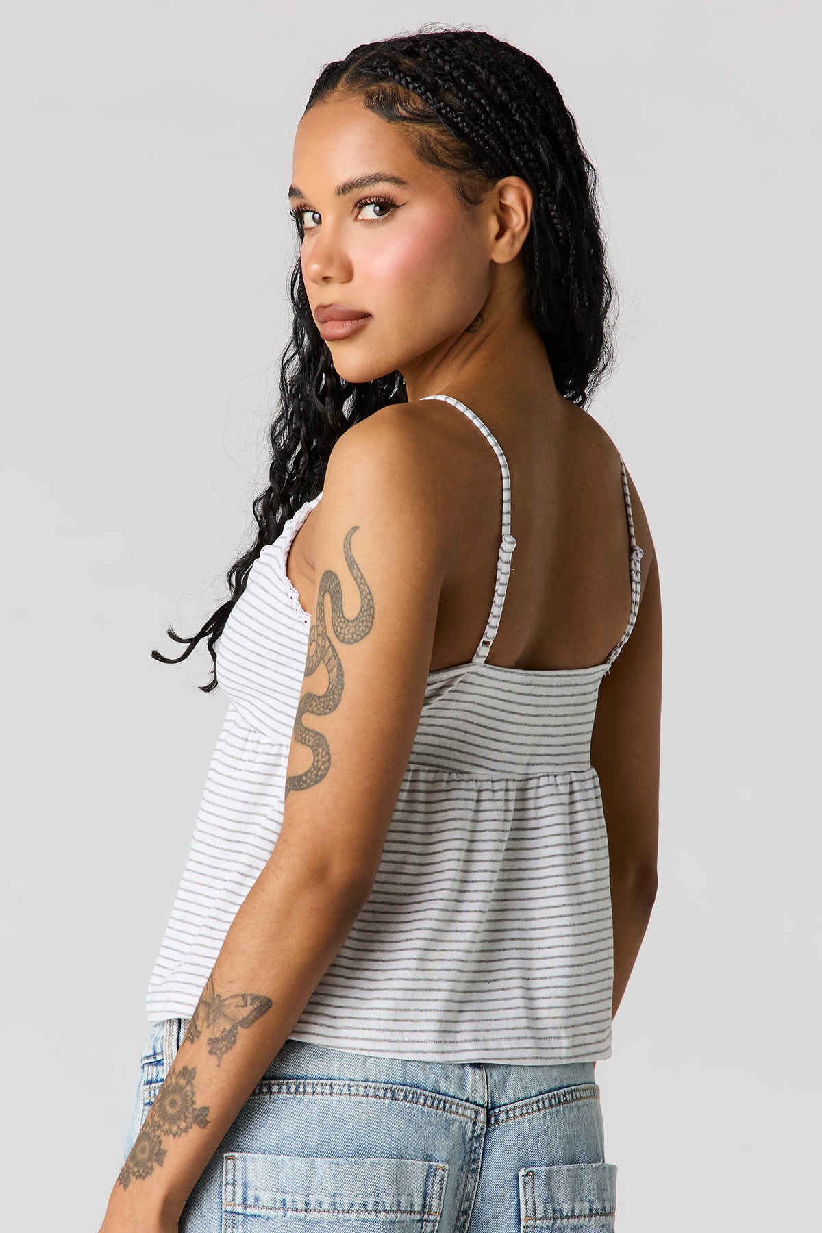 Alt View 2. Surplice Lace Trim Babydoll Tank - Yellow
