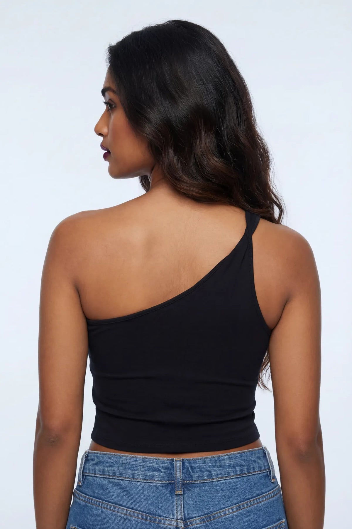 Alt View 3. Playboy Contour One Shoulder Top - Black