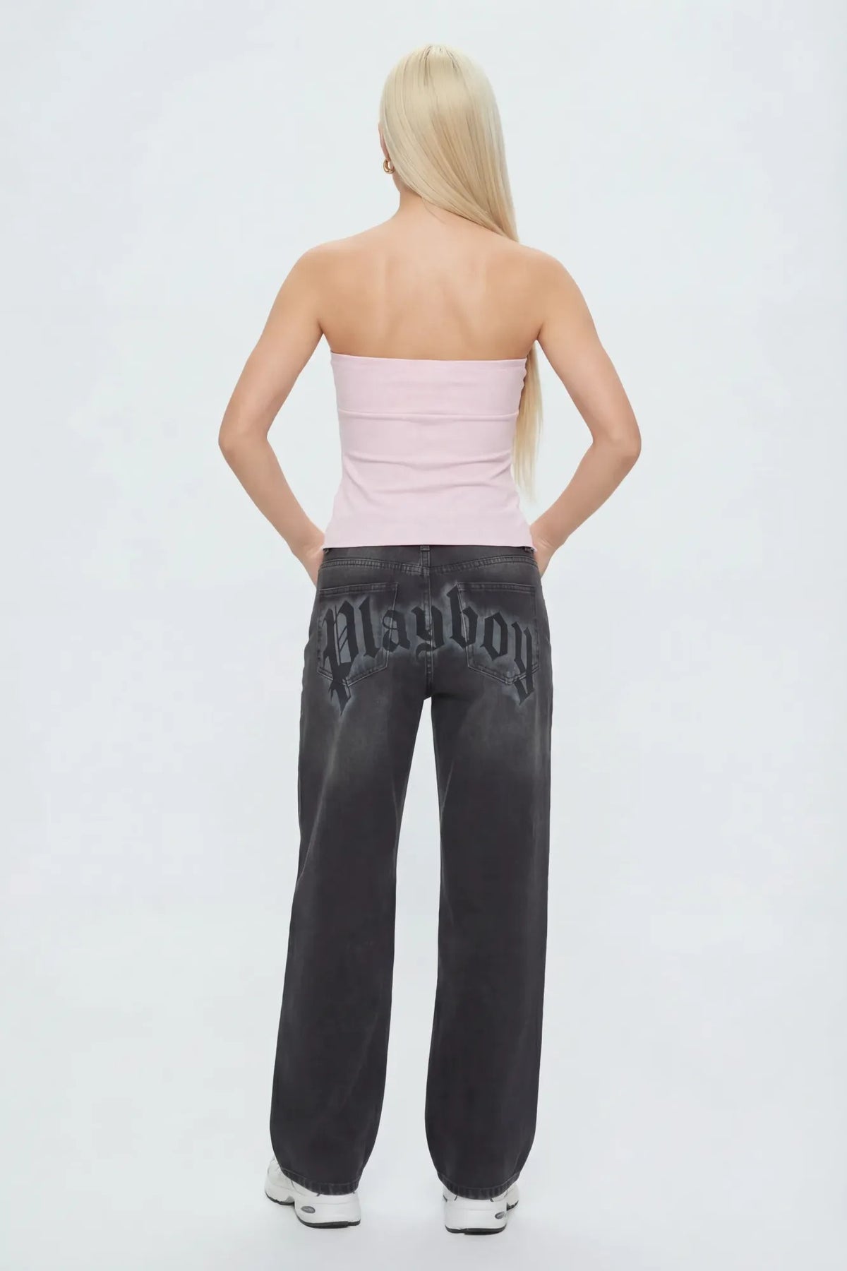 Alt View 3. Playboy Contour Rhinestone Cinched Tube Top - Light Pink