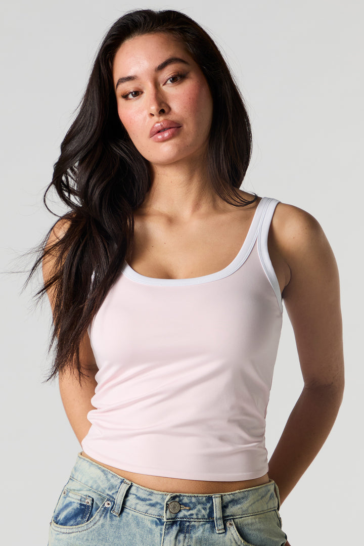 Contour Scoop Neck Contrast Trim Tank