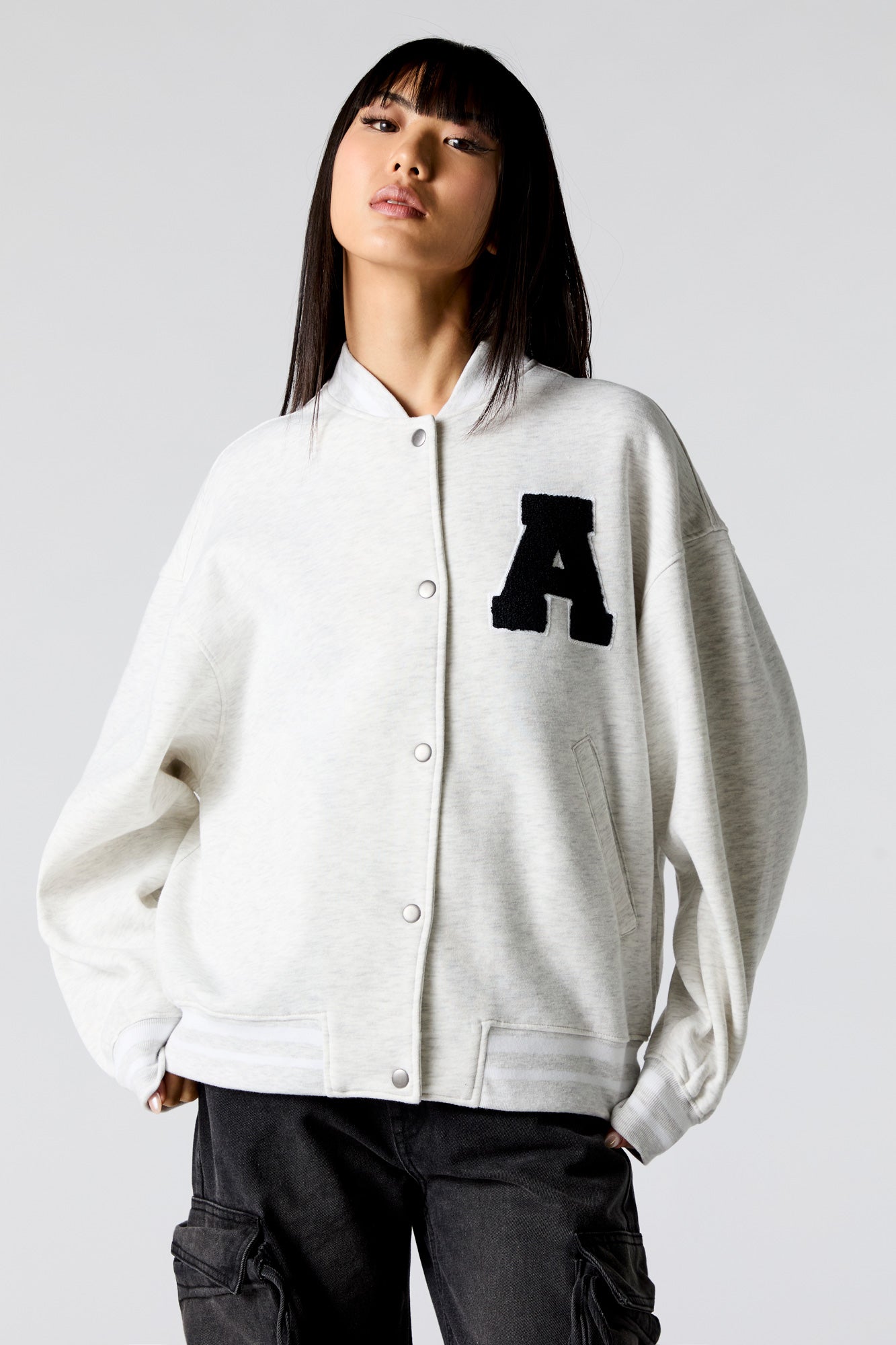 Embroidered Fleece Varsity Jacket