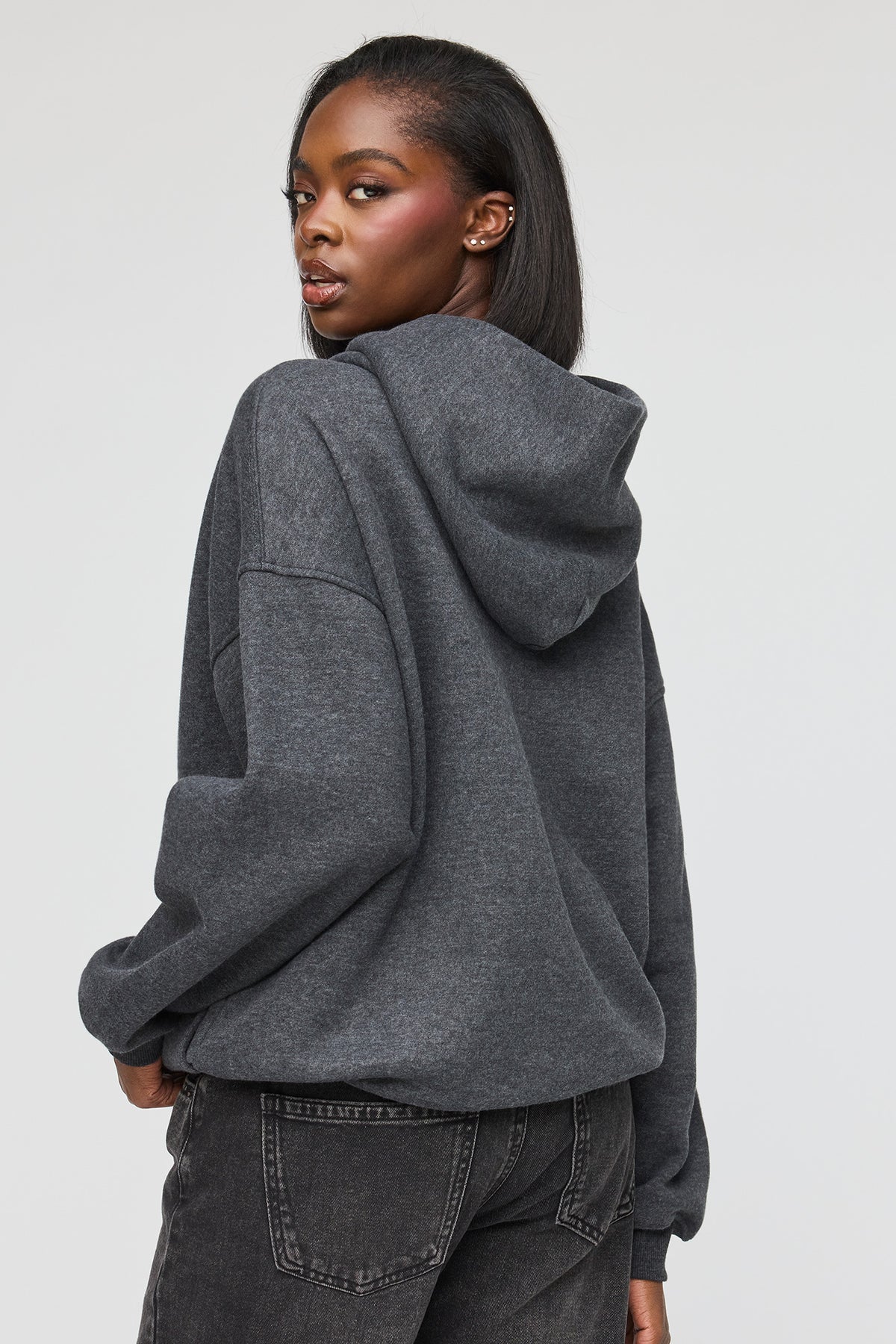 Alt View 2. Luxe Fleece Favourite Hoodie - Charcoal