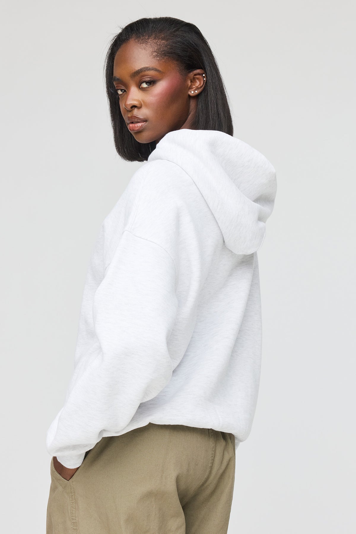 Alt View 2. Luxe Fleece Favourite Hoodie - Light Grey