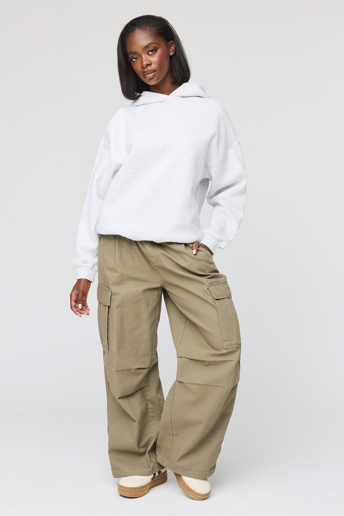 Alt View 3. Luxe Fleece Favourite Hoodie - Light Grey