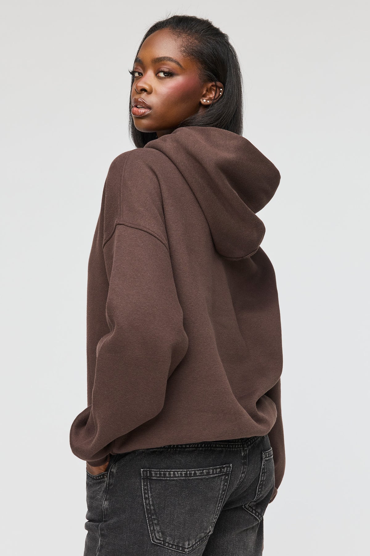 Alt View 2. Luxe Fleece Favourite Hoodie - Brown