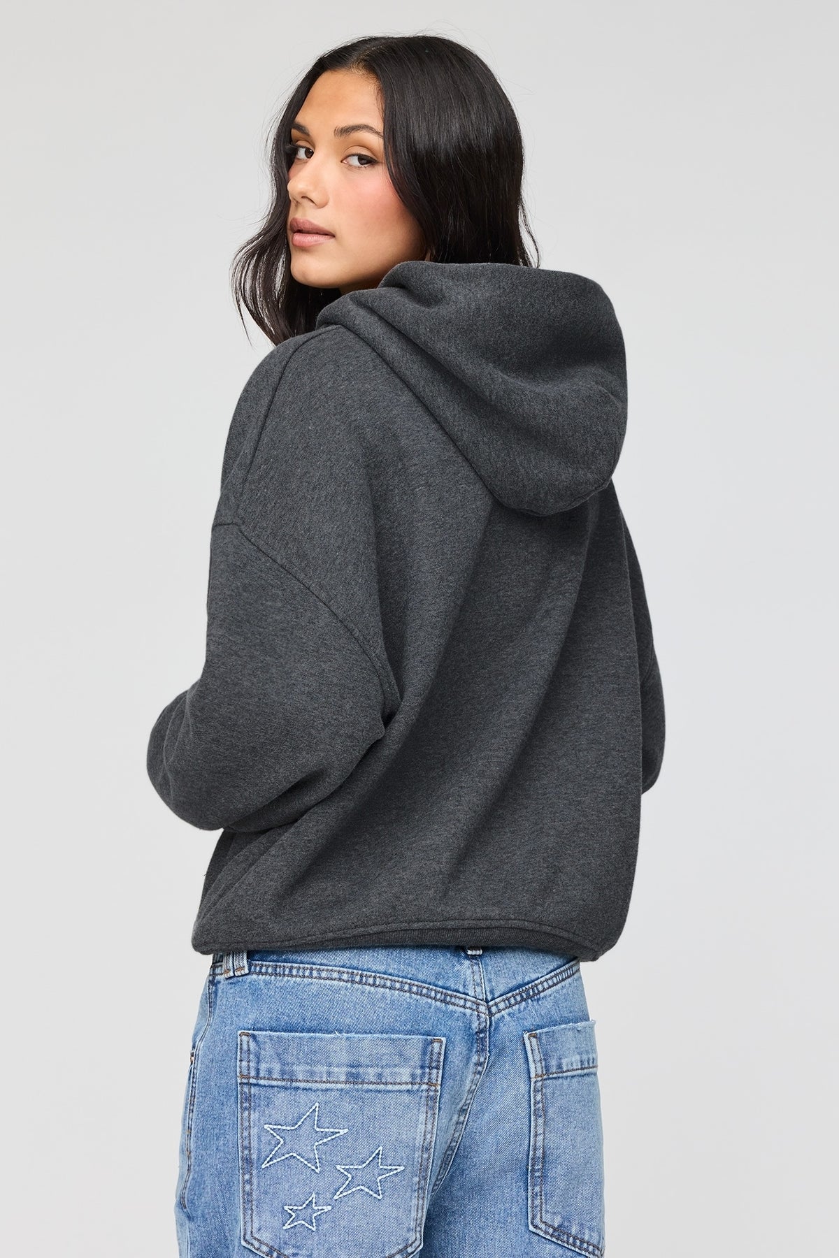 Alt View 2. Luxe Fleece Boyfriend Hoodie - Charcoal