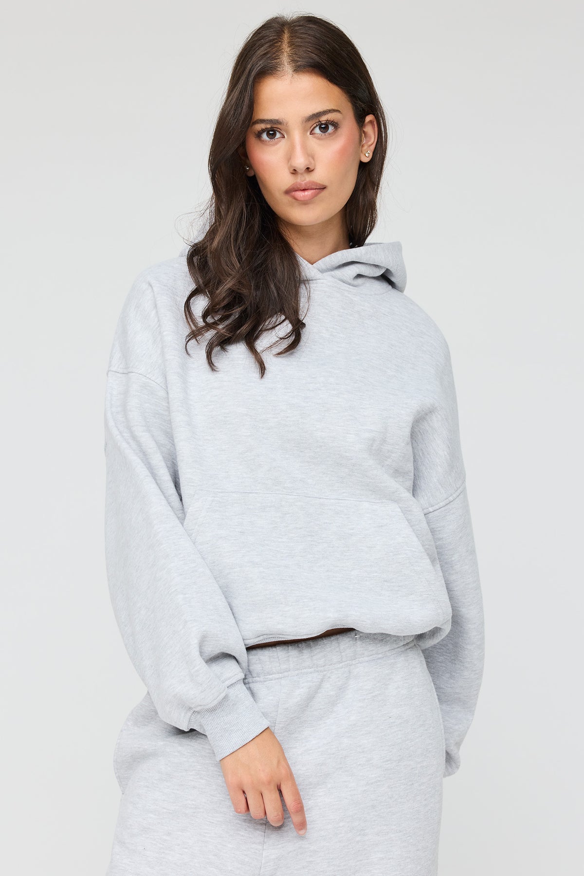 Alt View 4. Luxe Fleece Boyfriend Hoodie - Heather Grey