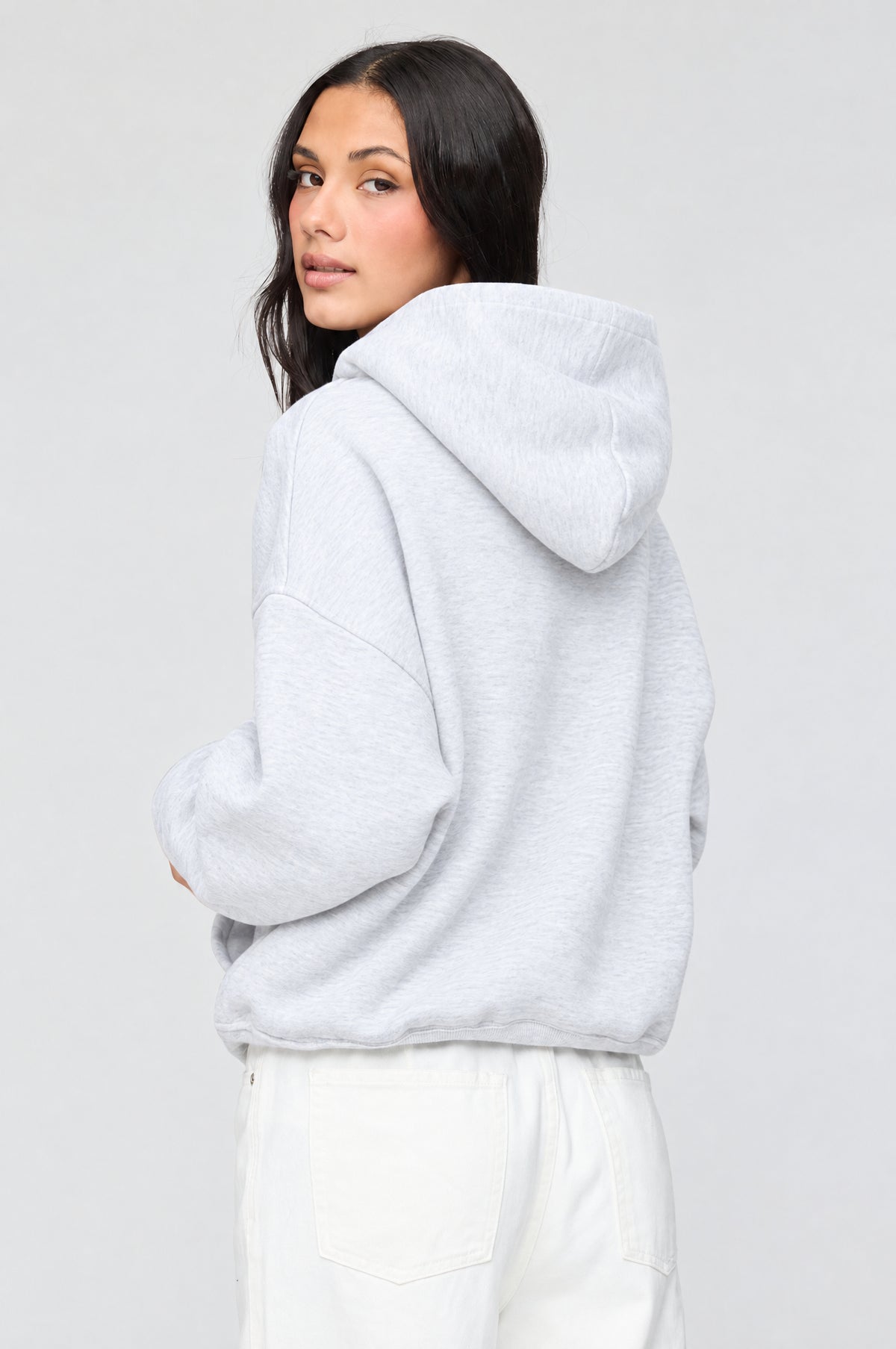 Alt View 2. Luxe Fleece Boyfriend Hoodie - Light Grey