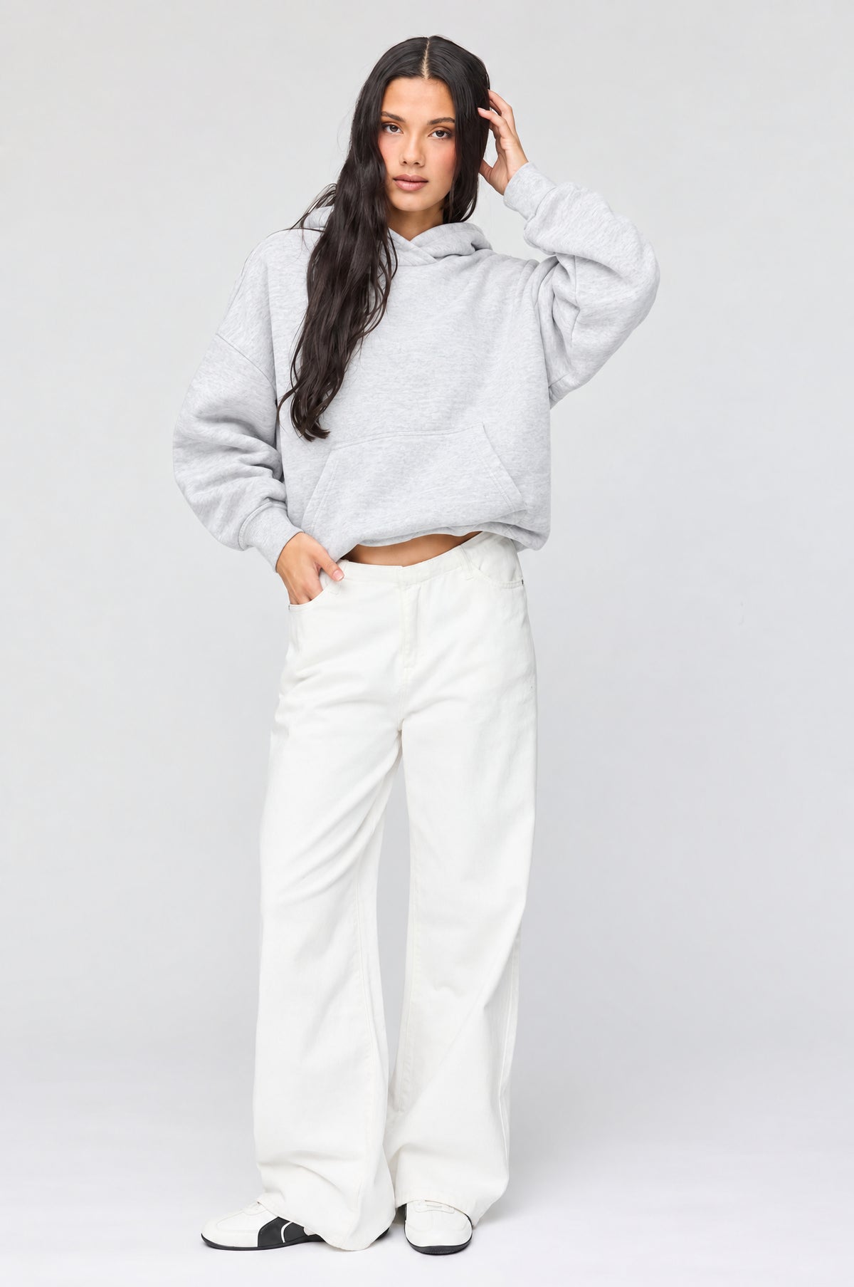 Alt View 3. Luxe Fleece Boyfriend Hoodie - Light Grey