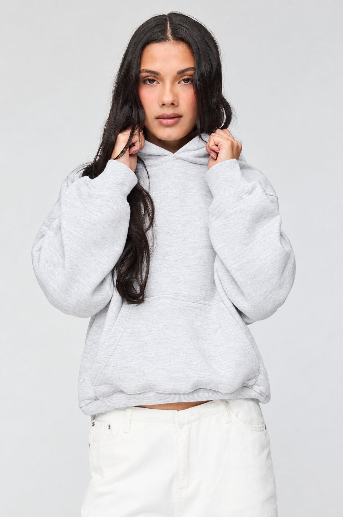 Luxe Fleece Boyfriend Hoodie - Light Grey