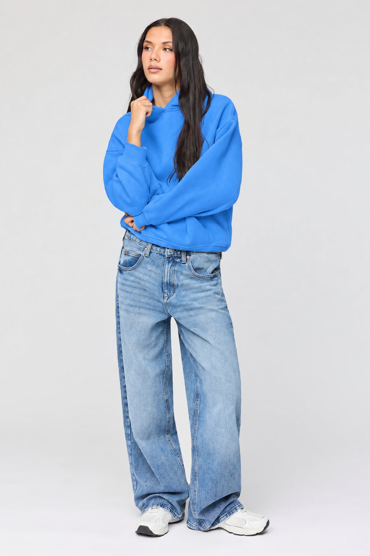 Alt View 3. Luxe Fleece Boyfriend Hoodie - Blue
