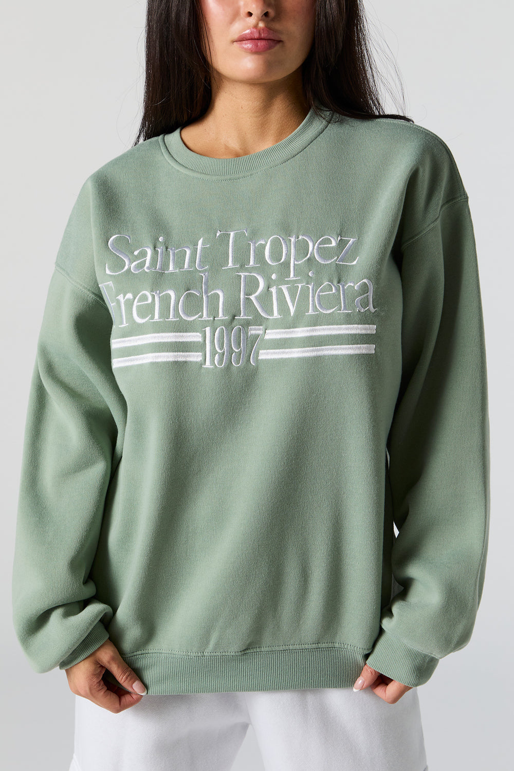 Saint Tropez French Riviera Twill Embroidered Sweatshirt Saint Tropez French Riviera Twill Embroidered Sweatshirt 4