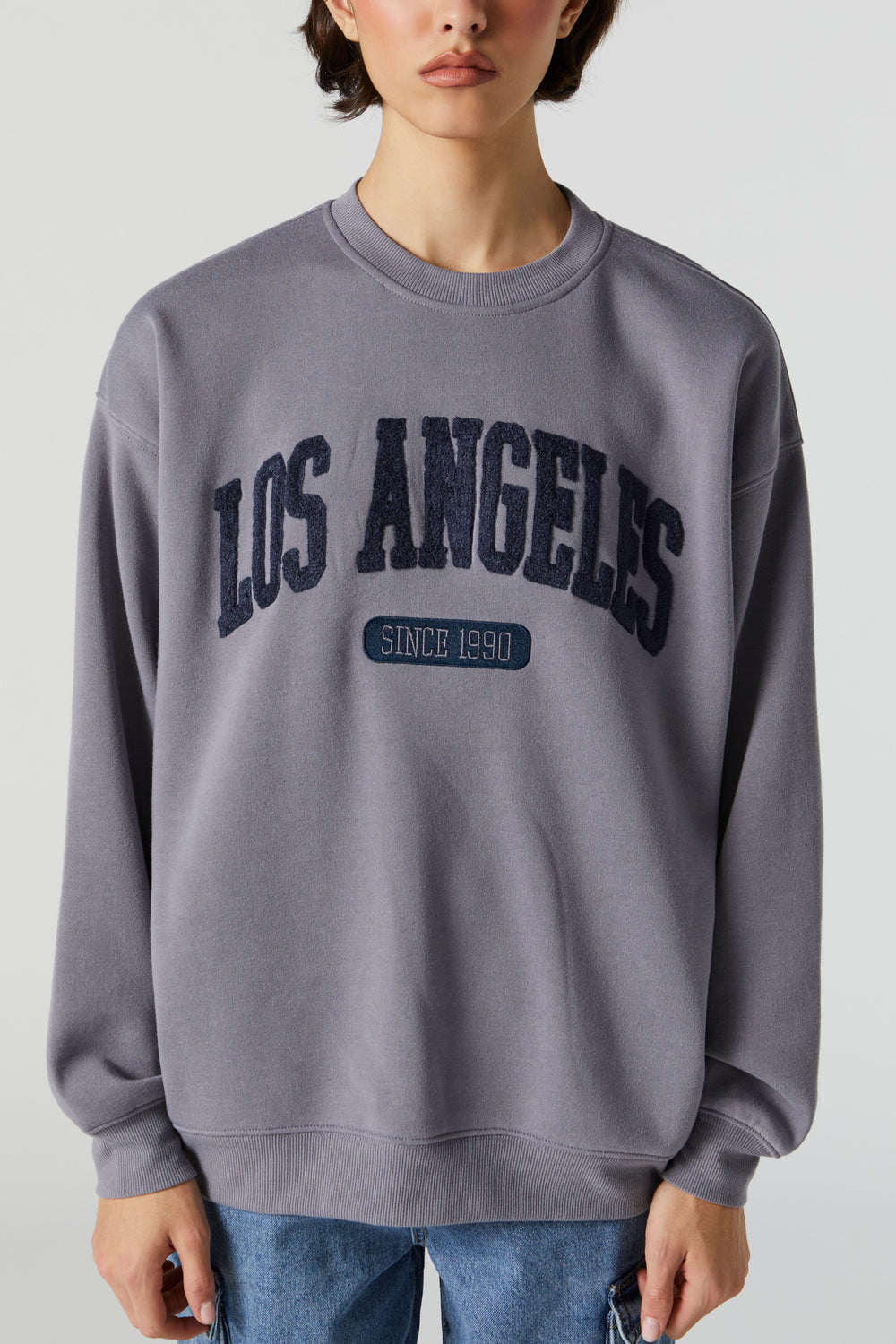 Chenille Embroidered Los Angeles Fleece Sweatshirt Chenille Embroidered Los Angeles Fleece Sweatshirt 2