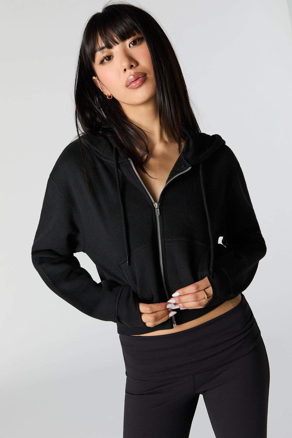 Fleece Cropped Zip-Up Hoodie Fleece Cropped Zip-Up Hoodie 4