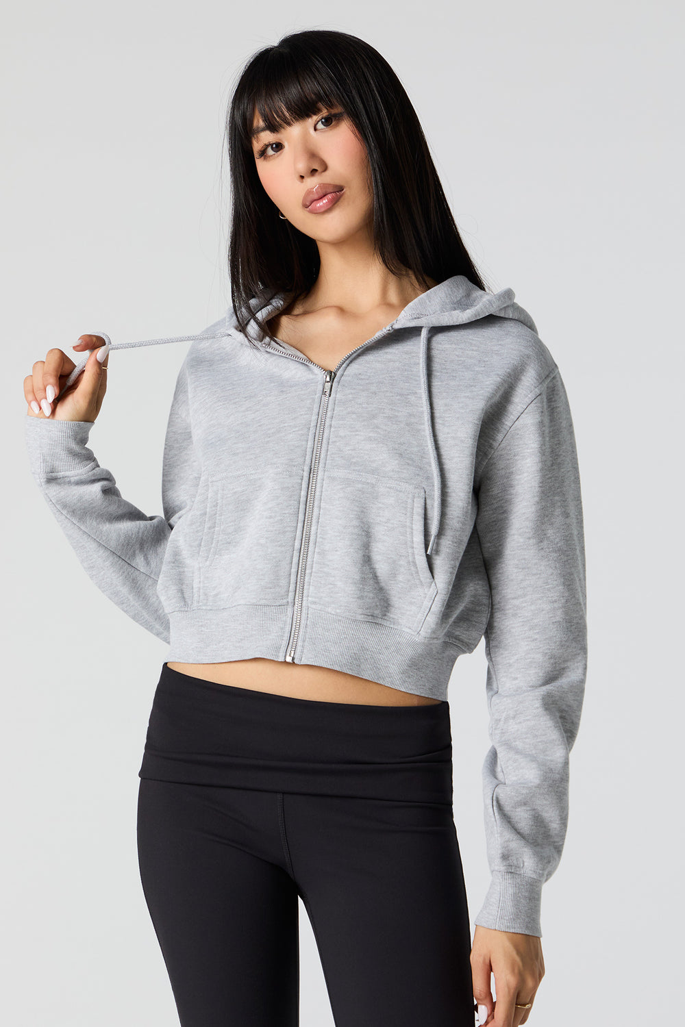 Fleece Cropped Zip-Up Hoodie Fleece Cropped Zip-Up Hoodie 7