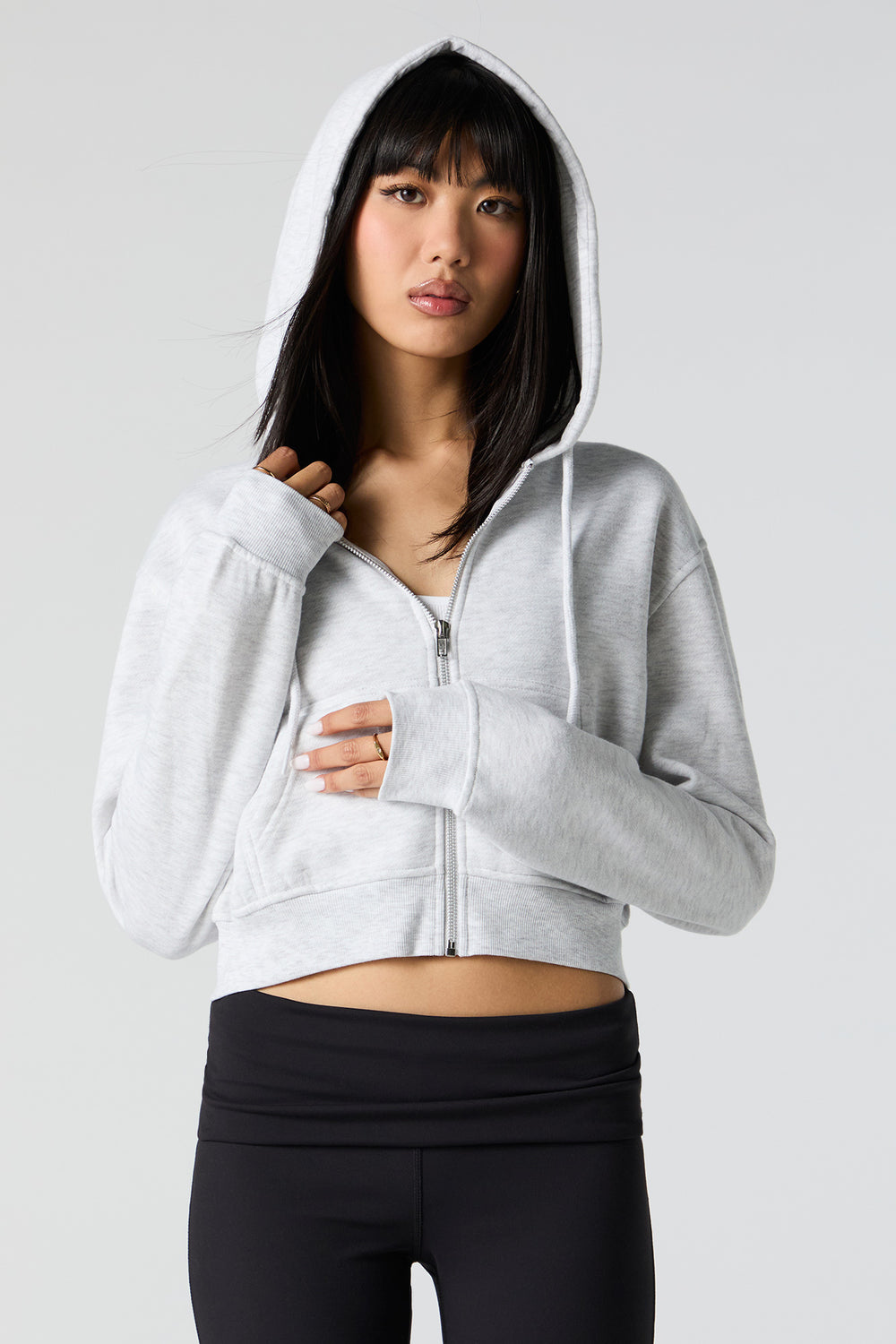 Fleece Cropped Zip-Up Hoodie Fleece Cropped Zip-Up Hoodie 10