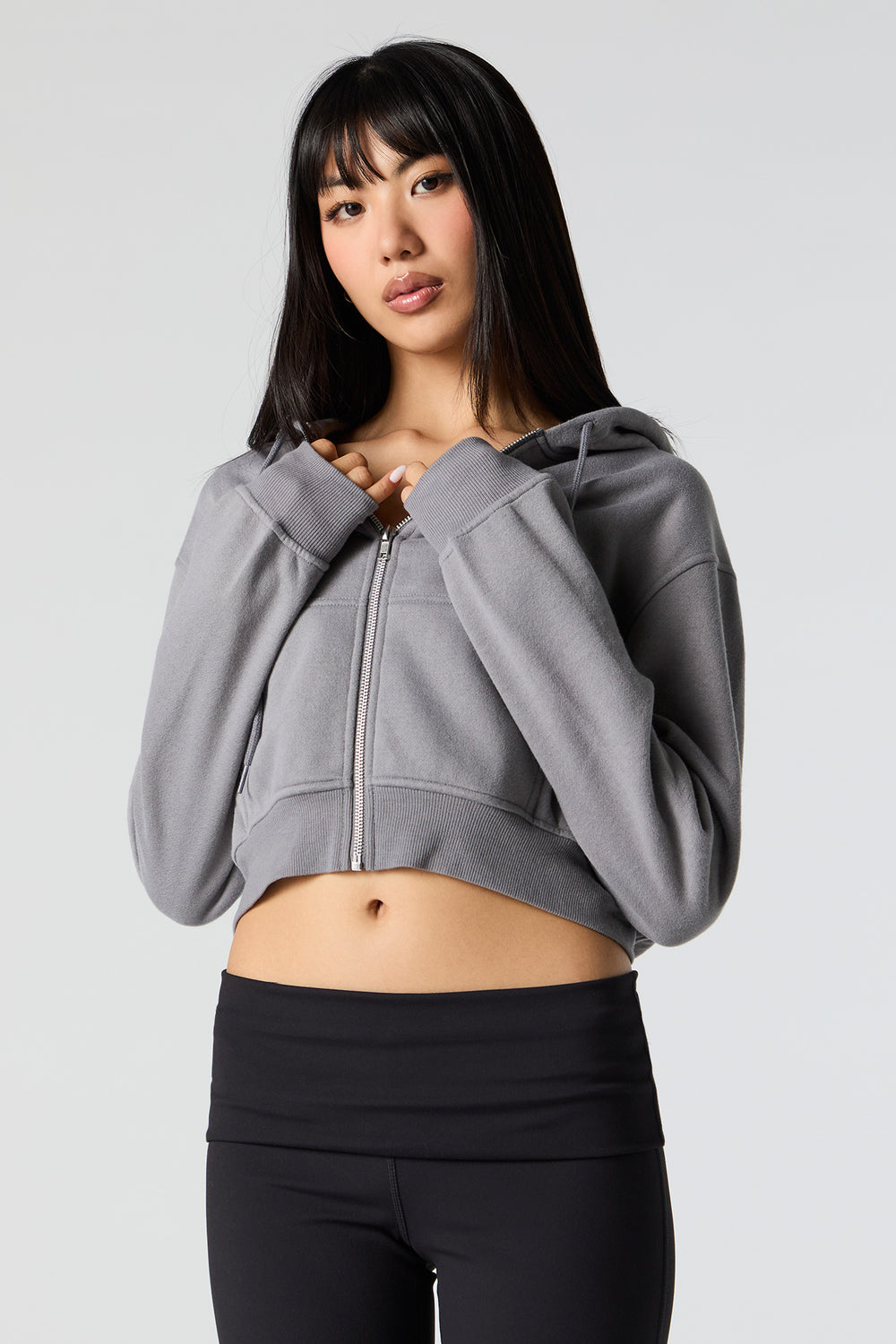 Fleece Cropped Zip-Up Hoodie Fleece Cropped Zip-Up Hoodie 13