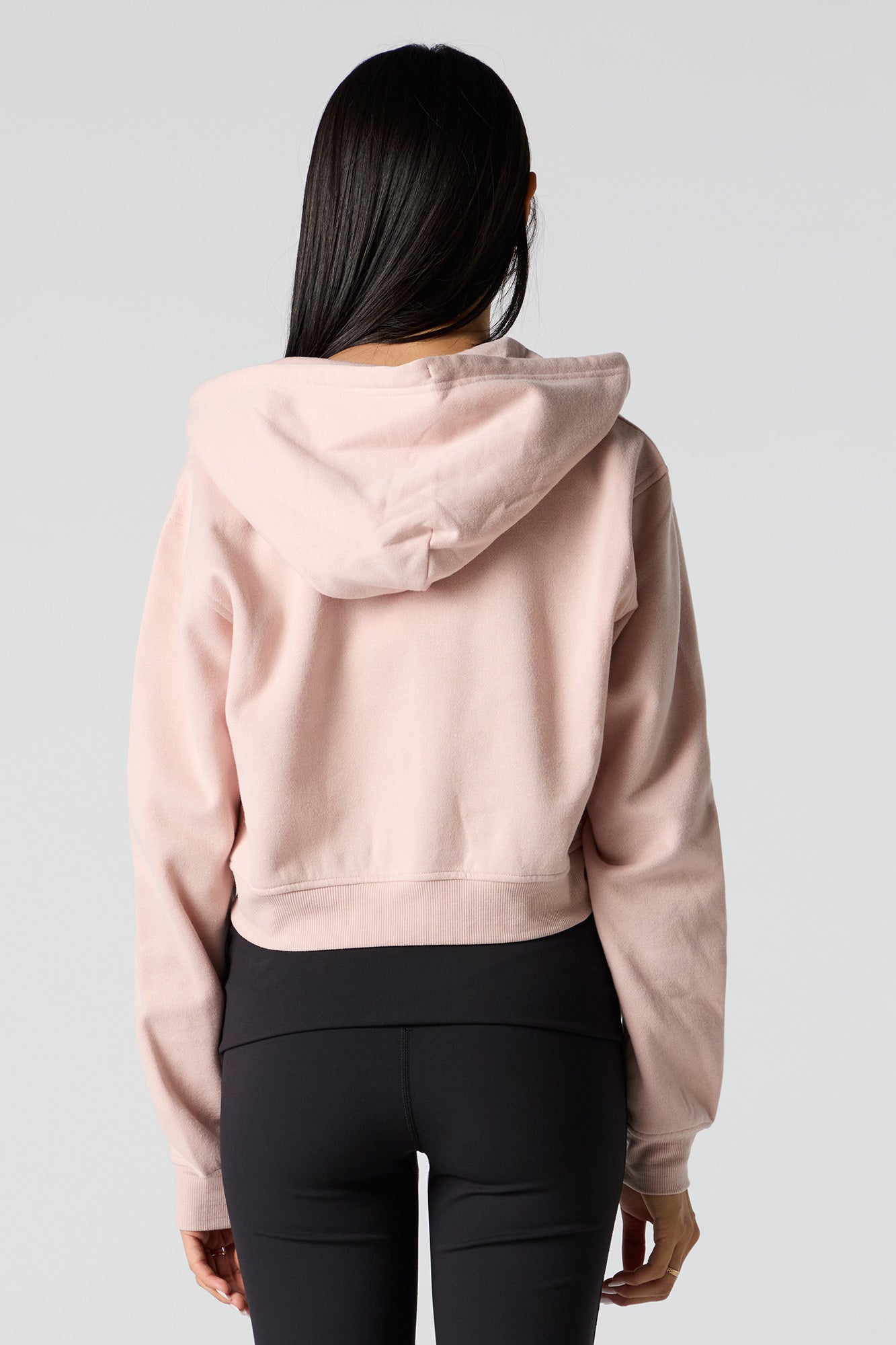 Fleece Cropped Zip Up Hoodie