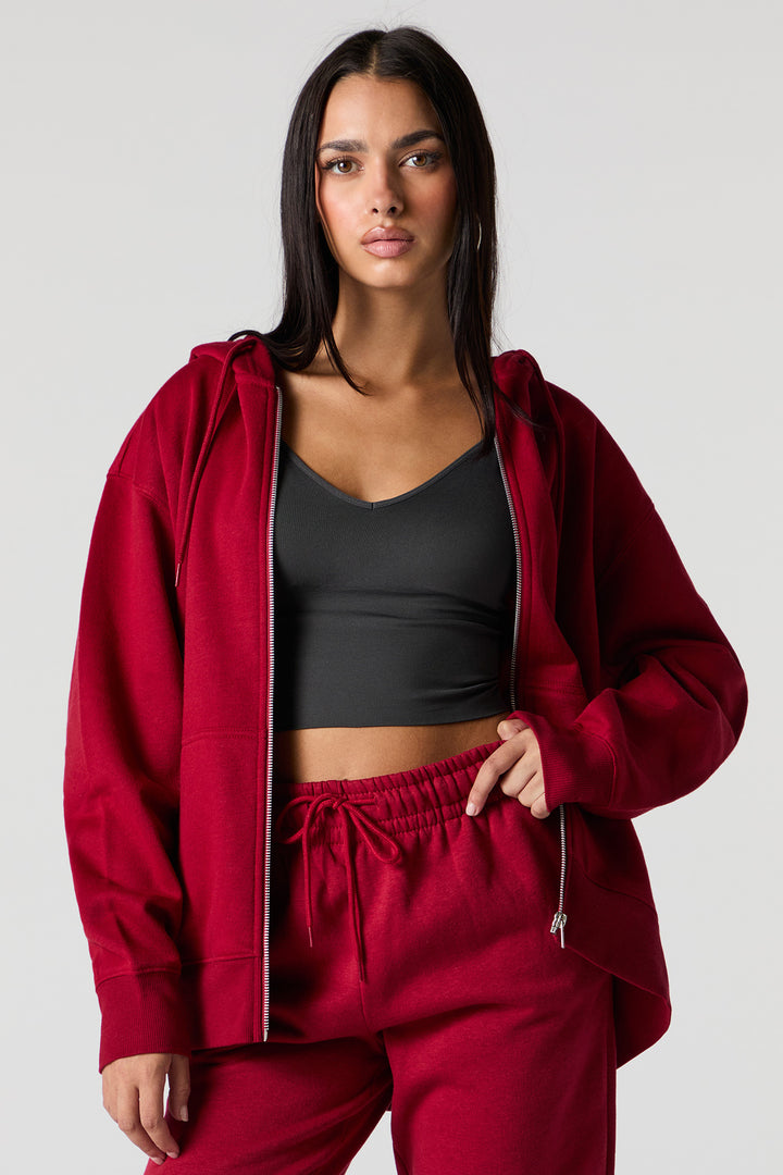 Oversized Zip-Up Fleece Hoodie