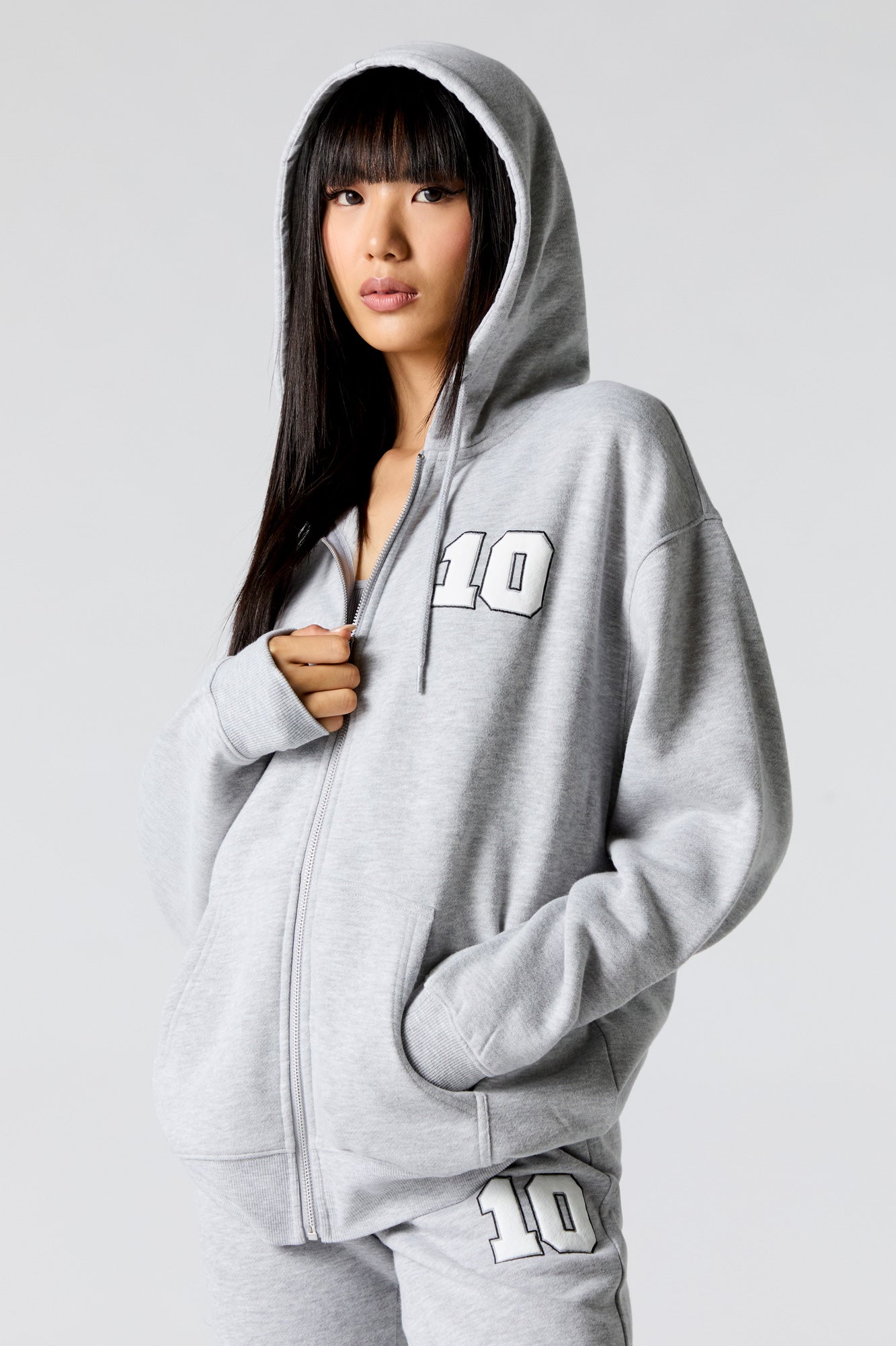 City Embroidered Zip-Up Fleece Hoodie