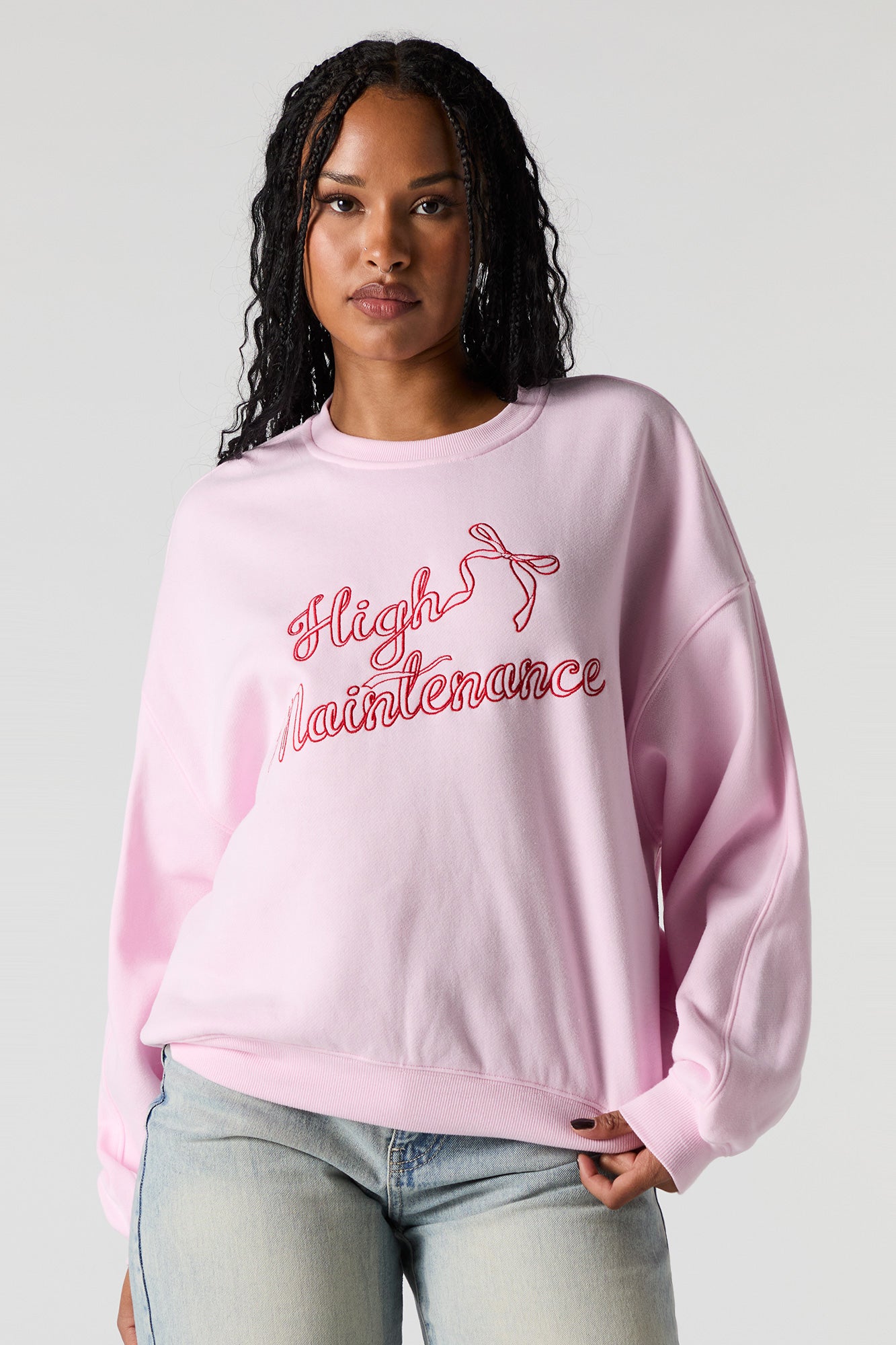 High Maintenance Embroidered Fleece Sweatshirt