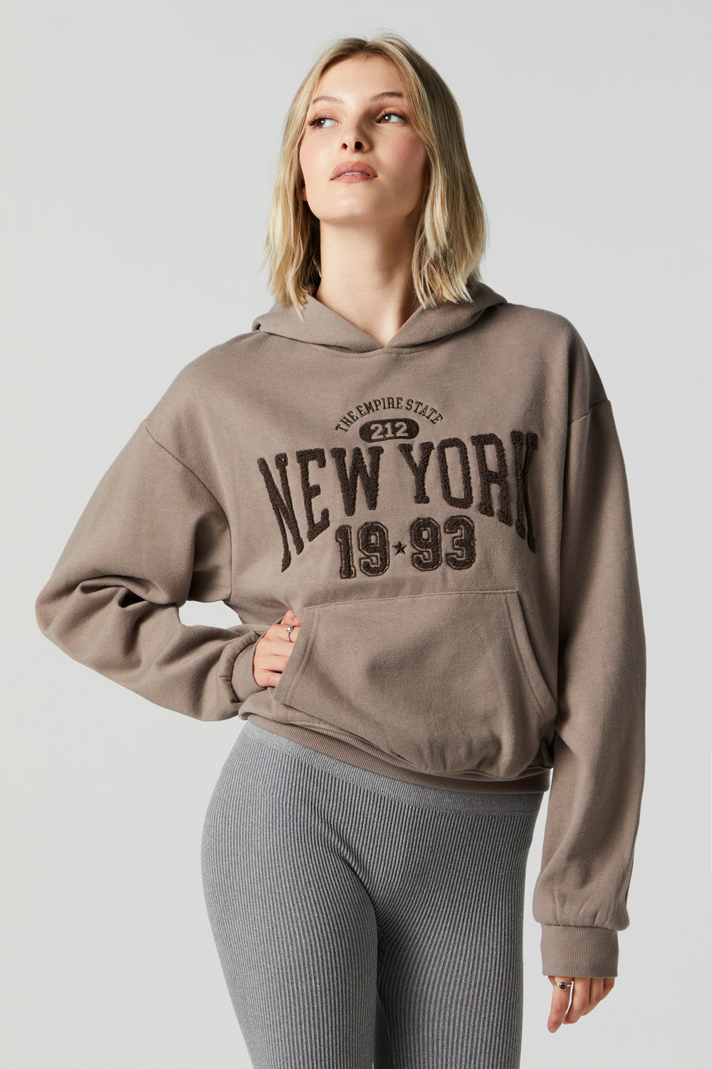 New York Chenille Embroidered Fleece Hoodie New York Chenille Embroidered Fleece Hoodie 1