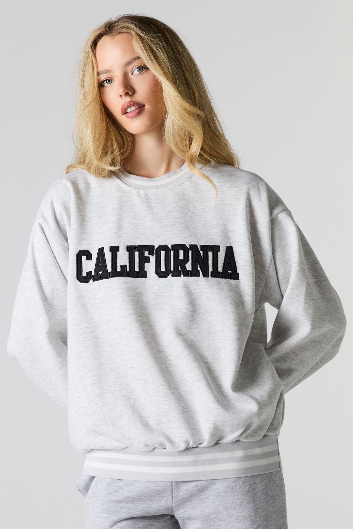 Oversized City Twill Embroidered Fleece Sweatshirt