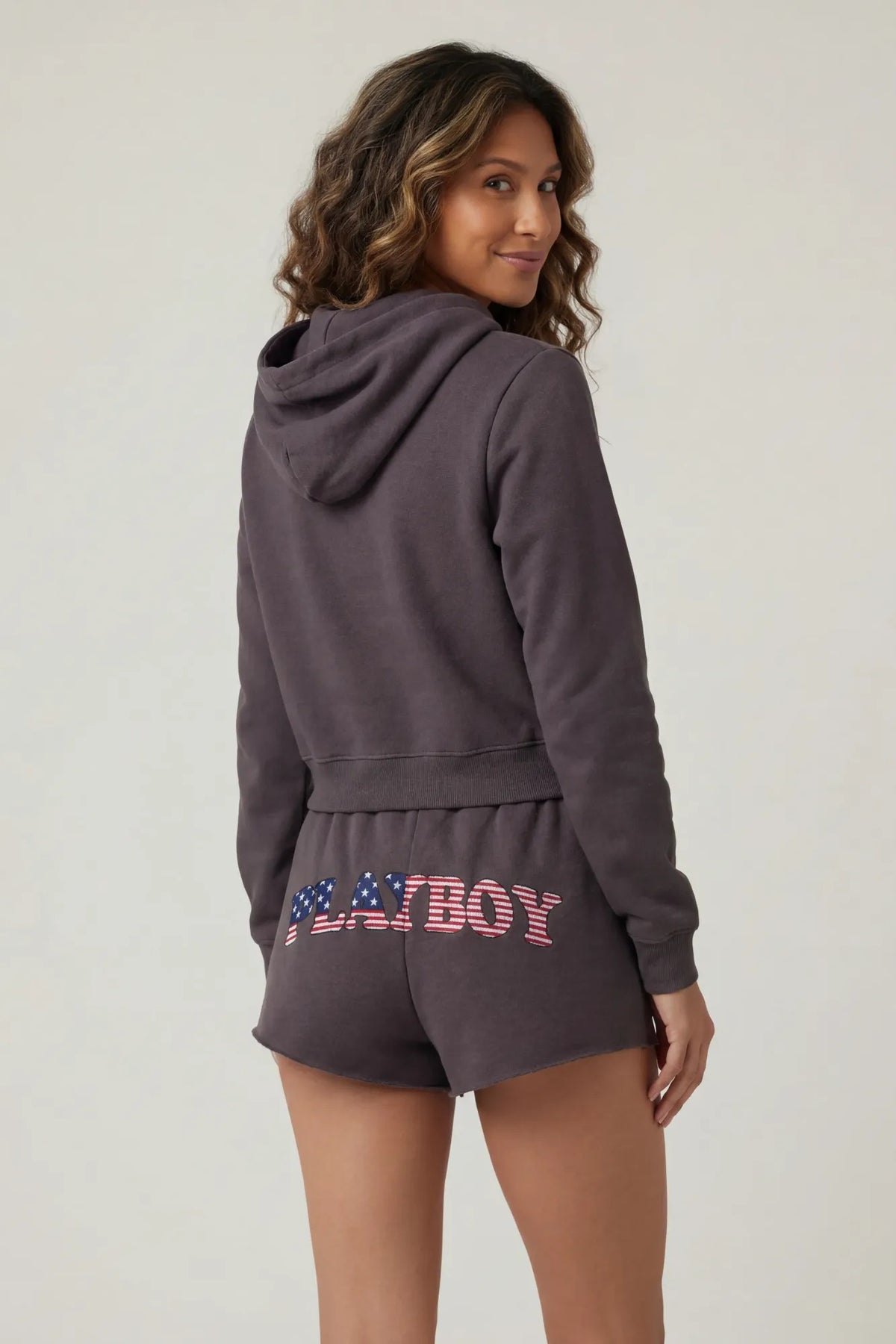 Alt View 2. Playboy USA Graphic Fleece Zip-Up Hoodie - Dark Grey