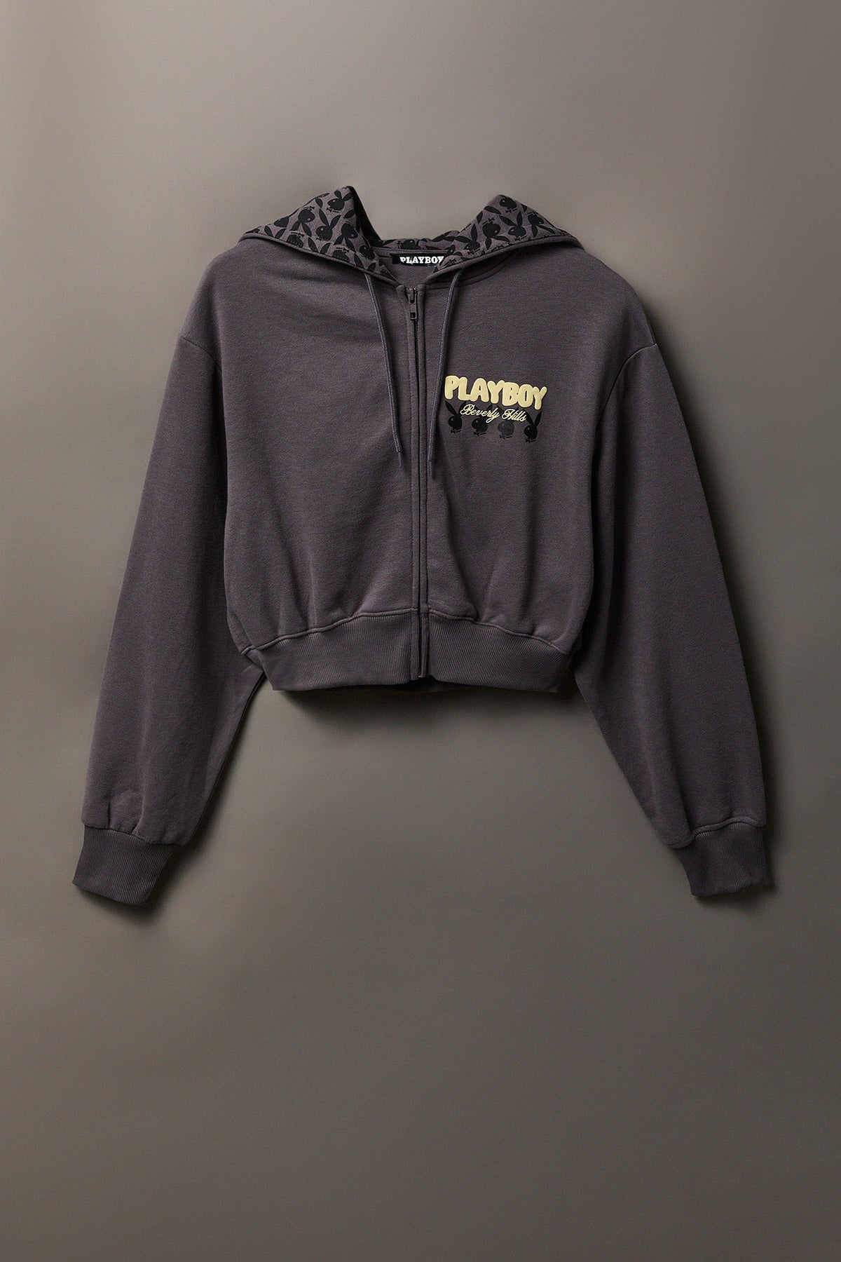 Alt View 5. Playboy Fleece Graphic Zip Hoodie - Dark Grey