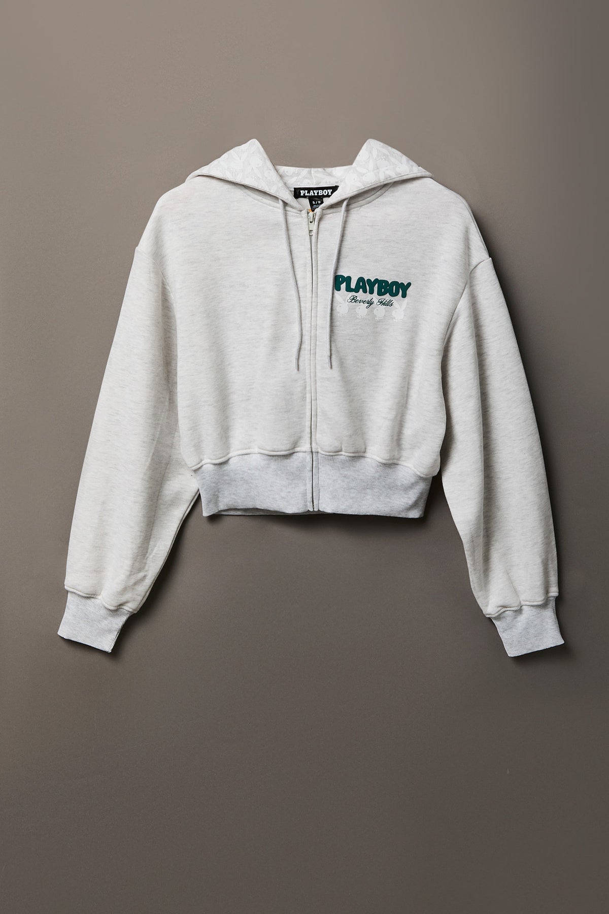 Alt View 5. Playboy Fleece Graphic Zip Hoodie - Light Grey