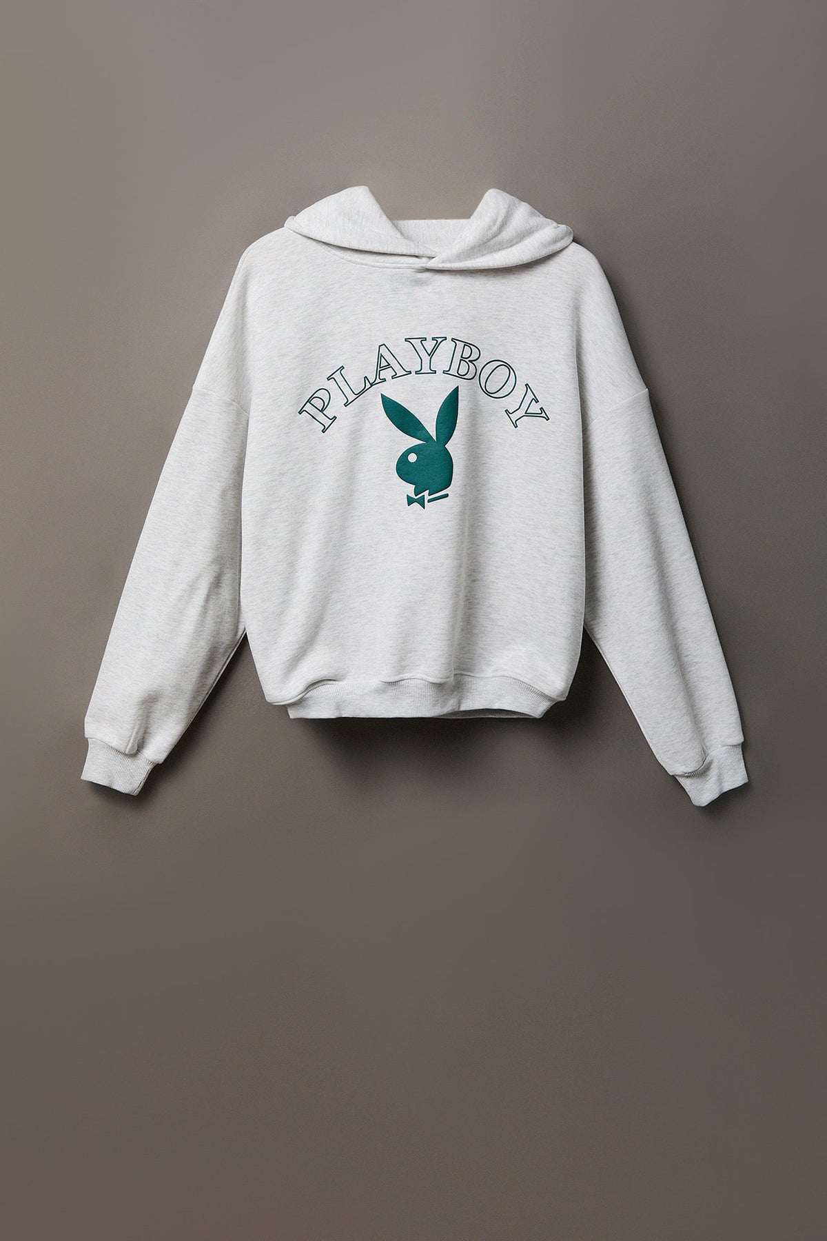 Alt View 3. Playboy Graphic Boxy Fleece Hoodie - Light Grey